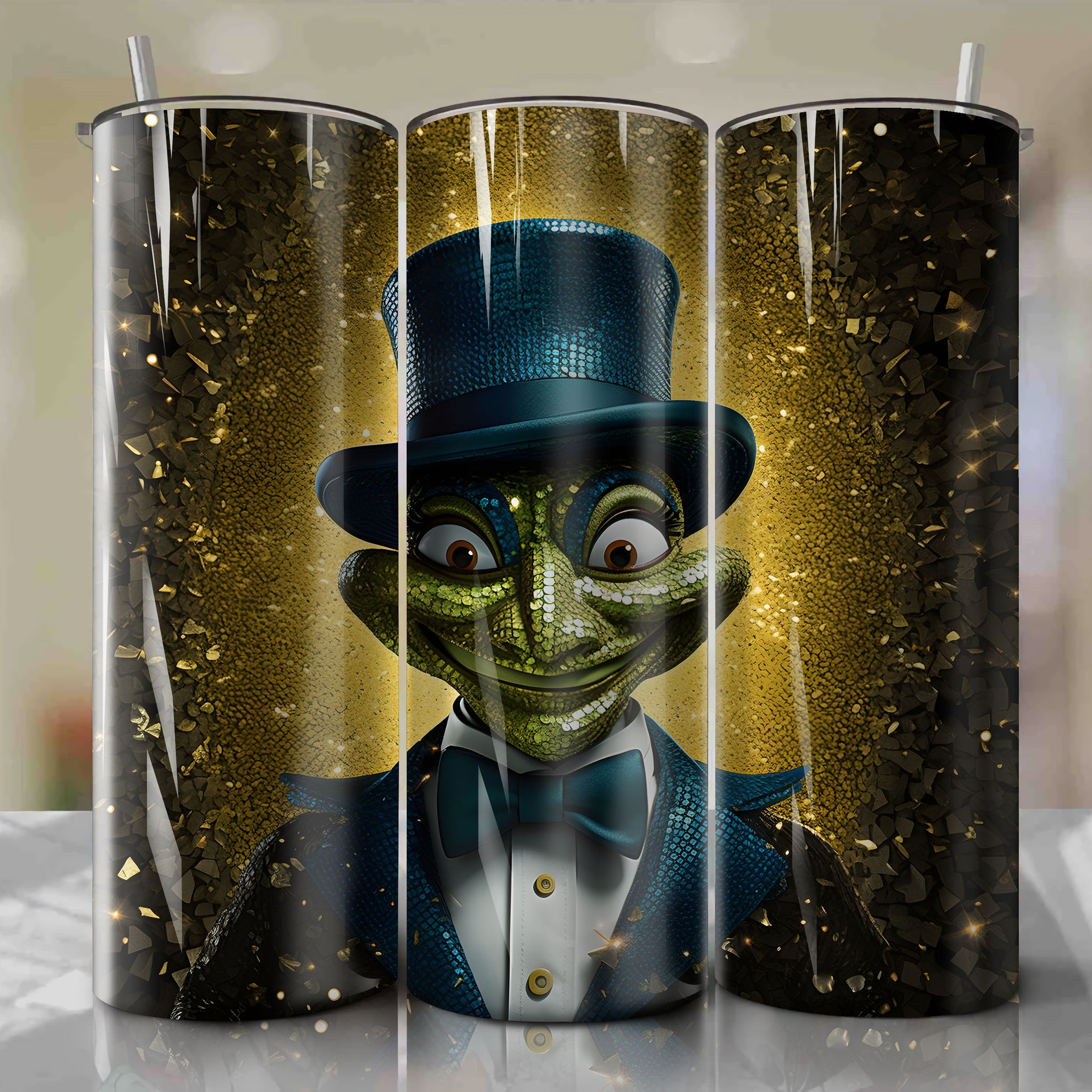 Jiminy Cricket | 3D Bling | Wrap PNG Skinny Tumbler 20oz | Sublimation | Digital Download