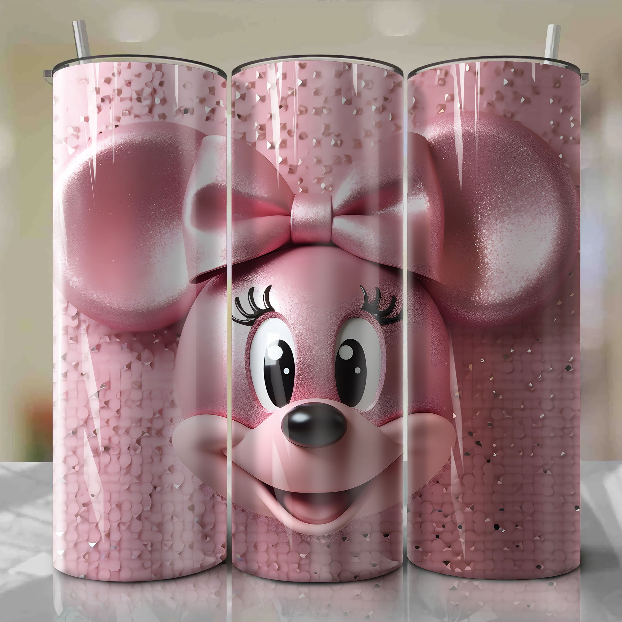 Minnie Mouse Face 3D Bling Artwork - Instant Download for Skinny Tumbler 20oz