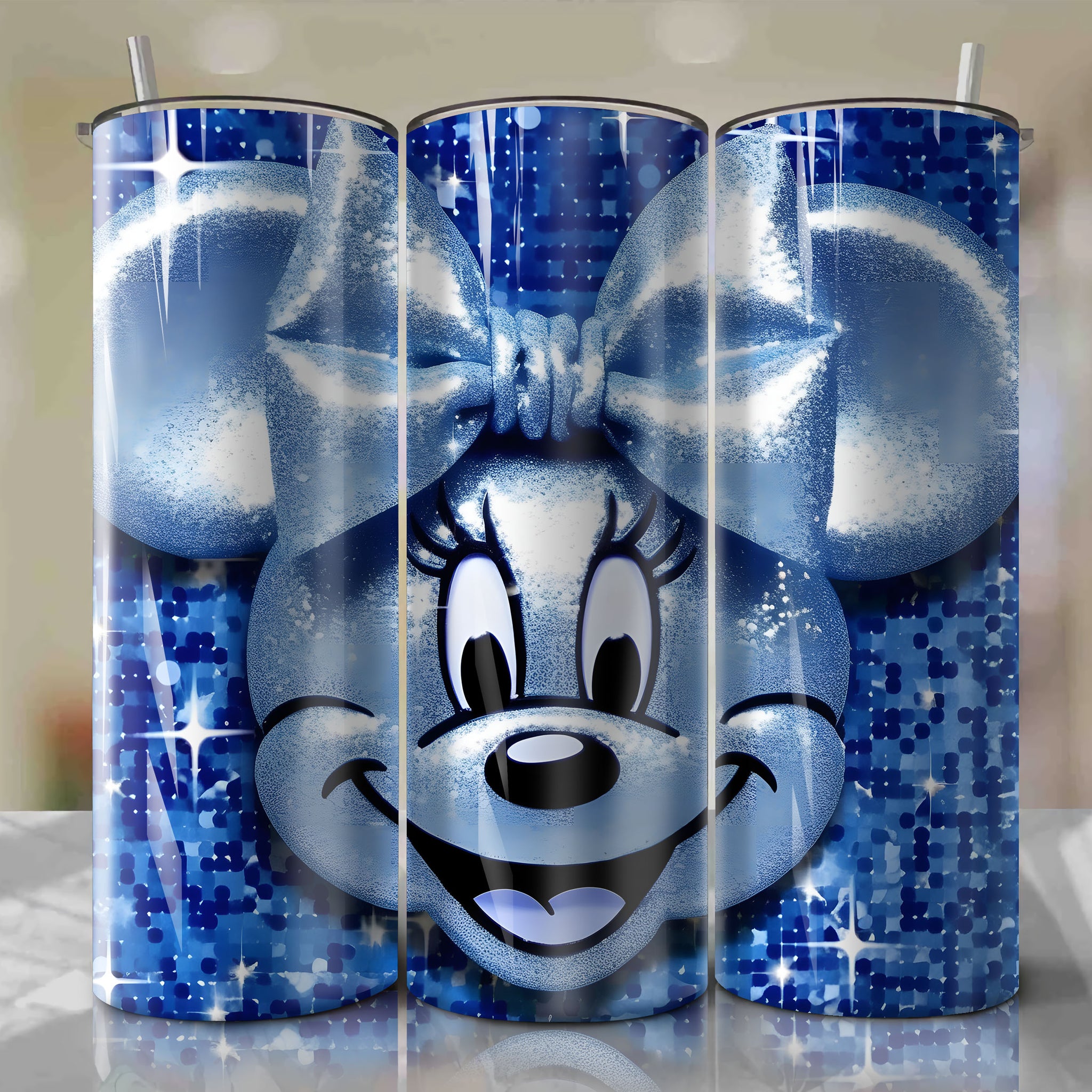 Modern Minnie Mouse Face 3D Bling Illustration - Digital Download for Sublimation Crafts