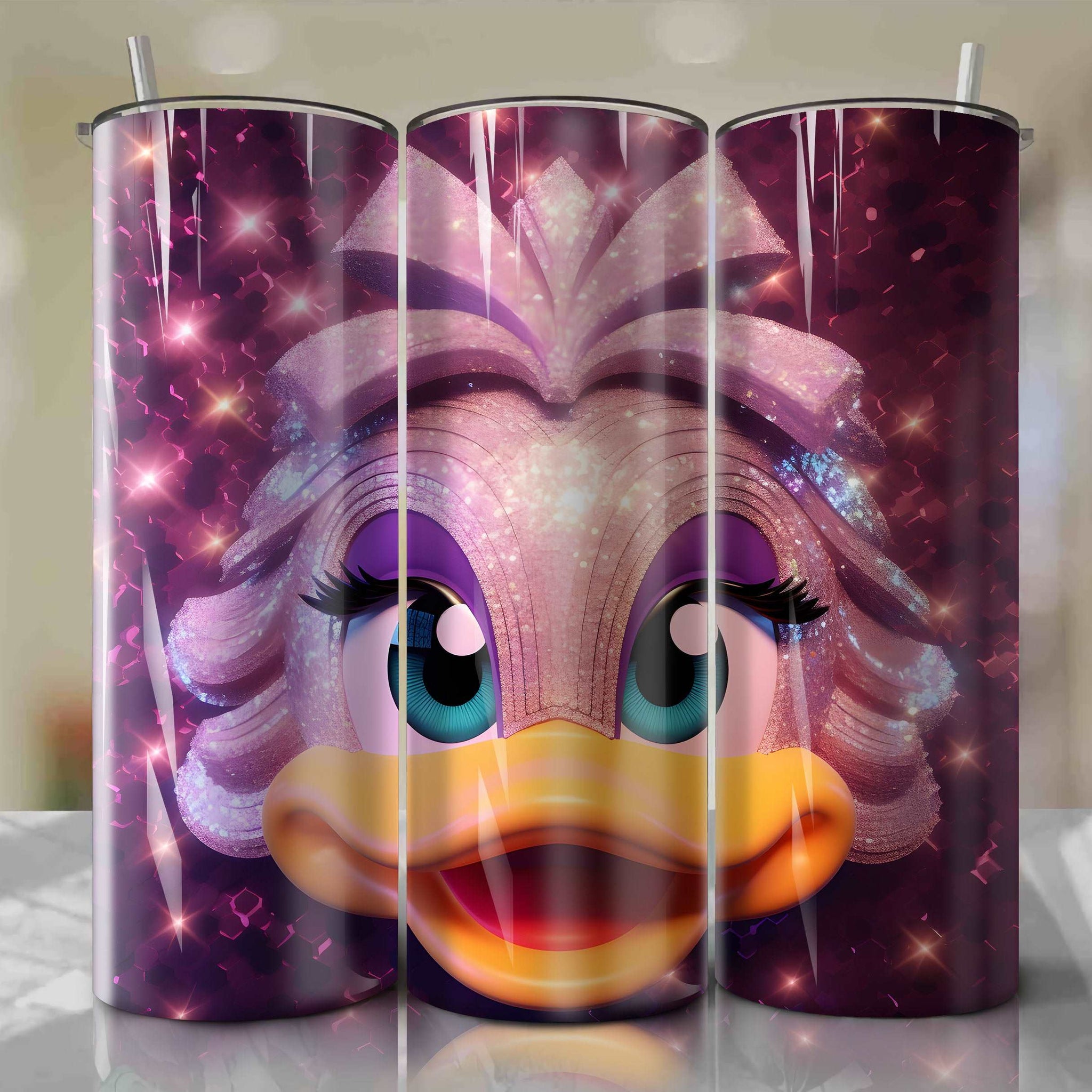 Daisy Duck | 3D Bling | Wrap PNG Skinny Tumbler 20oz | Sublimation | Digital Download