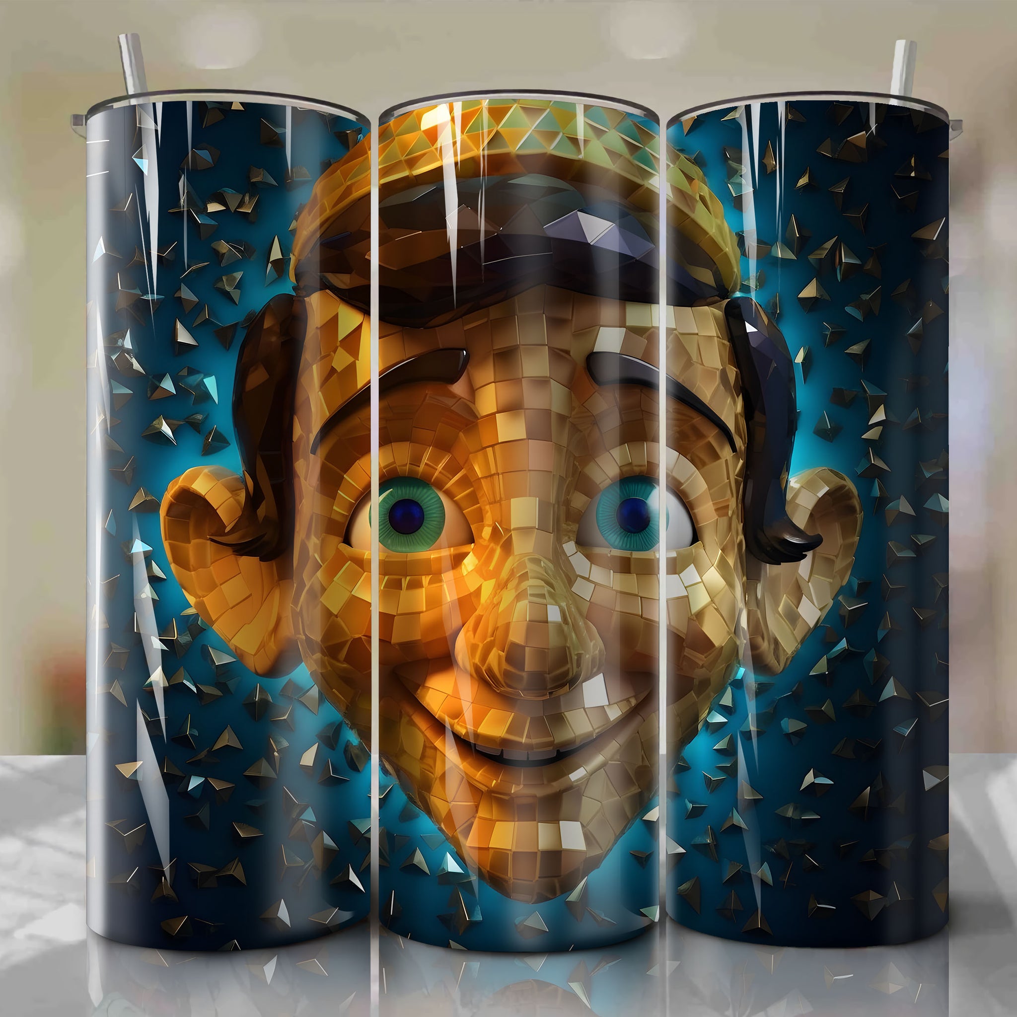 Pinocchio | 3D Bling | Wrap PNG Skinny Tumbler 20oz | Sublimation | Digital Download