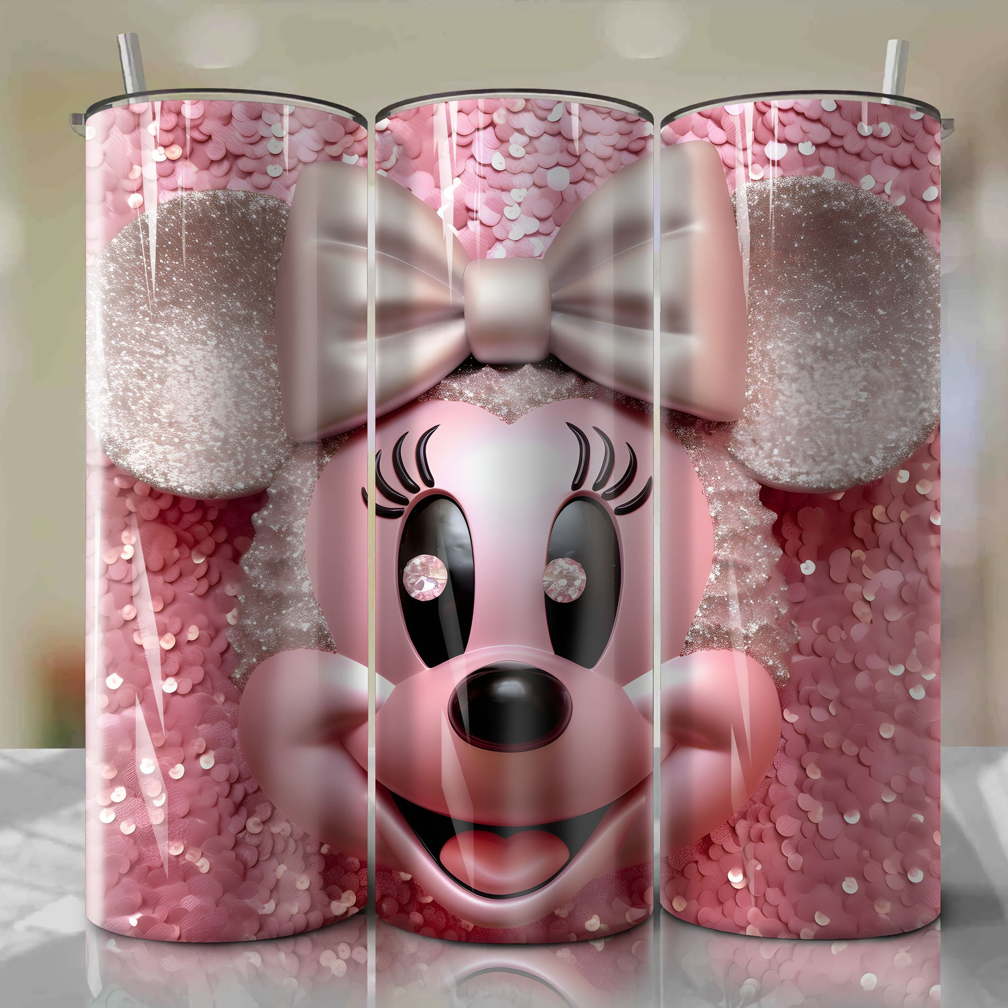 Unique Minnie Mouse Face 3D Bling Graphic - Digital Download for Sublimation Projects