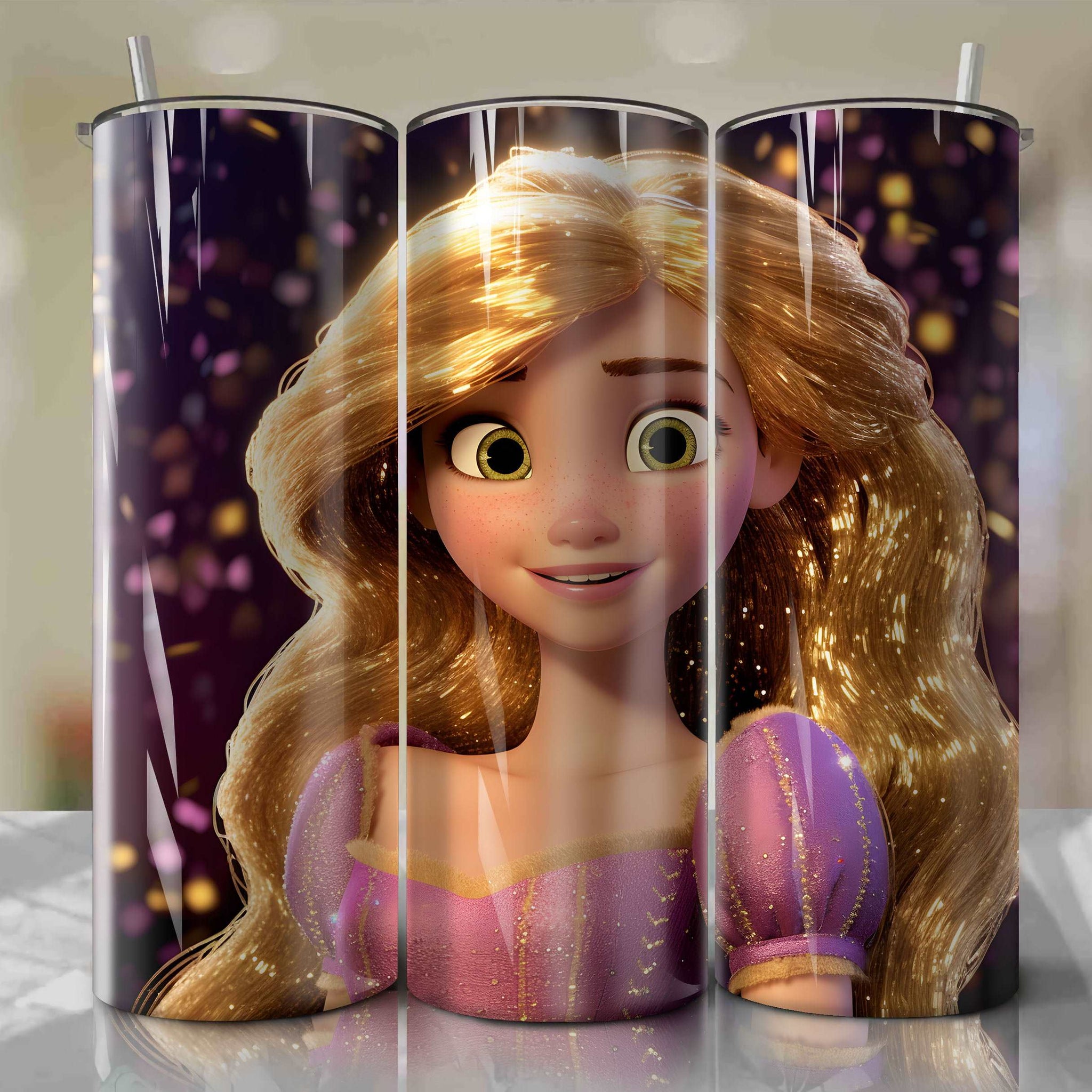 Rapunzel | 3D Bling | Wrap PNG Skinny Tumbler 20oz | Sublimation | Digital Download