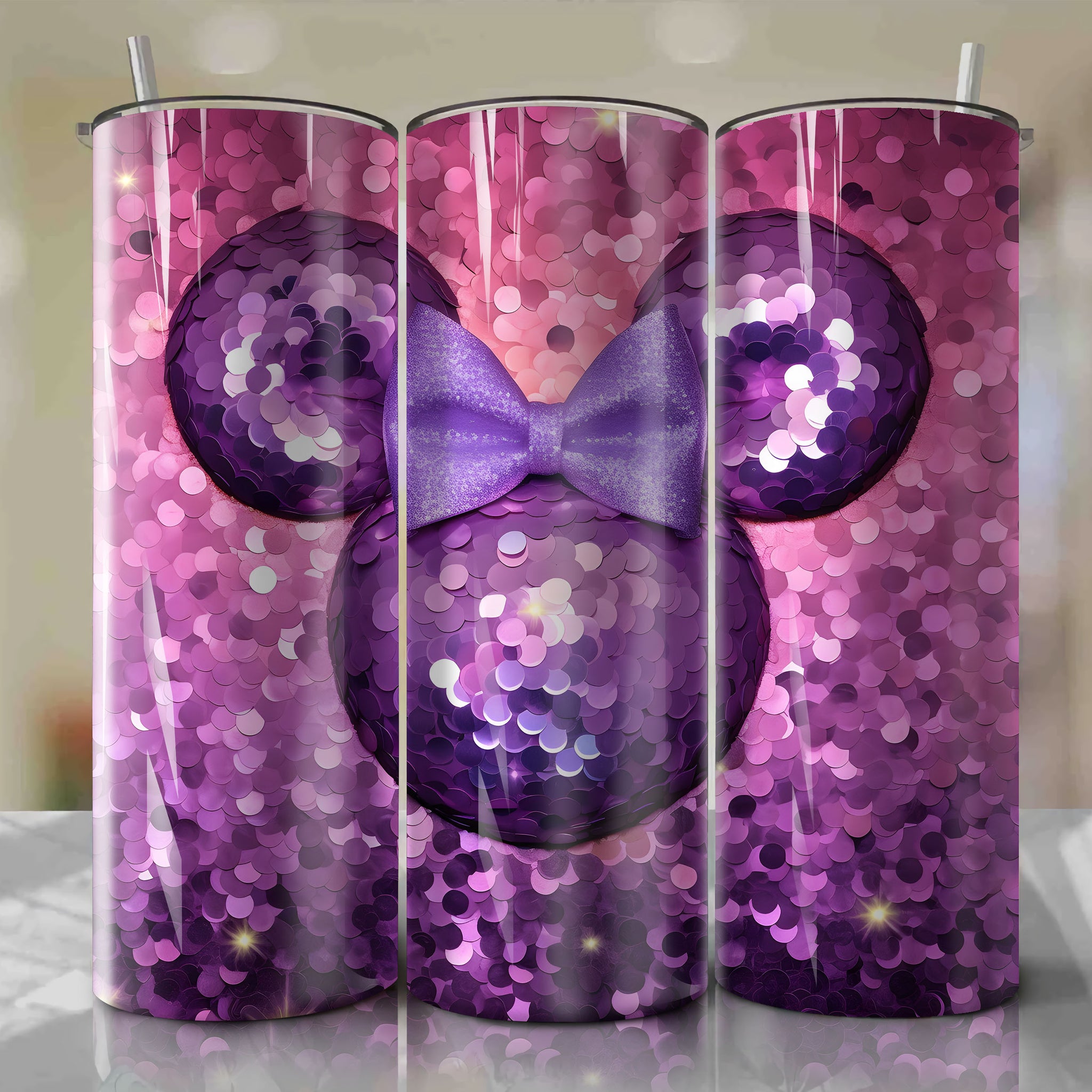 Festive 3D Bling Minnie Mouse Face Art - Digital Download for Sublimation Printing