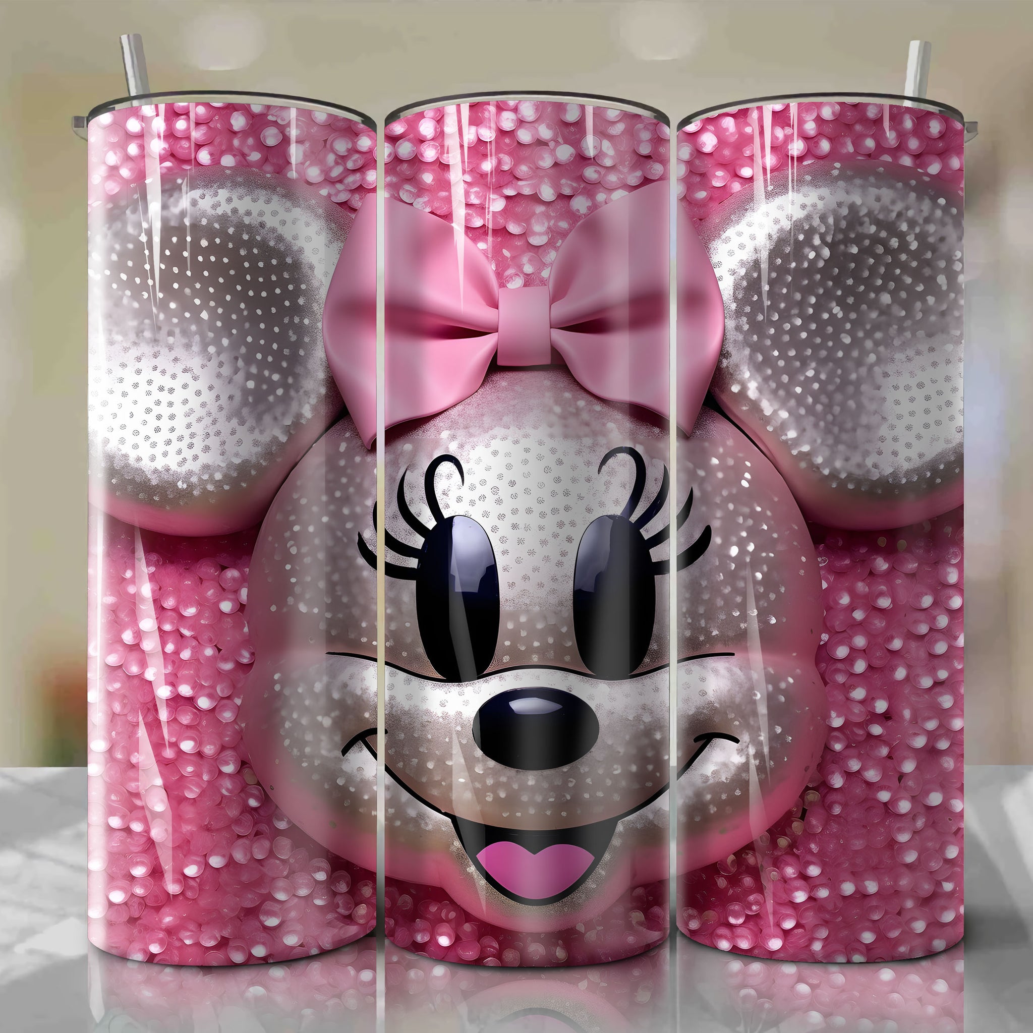 Glittering Minnie Mouse Face 3D Bling Art - Digital Download for Sublimation Printing