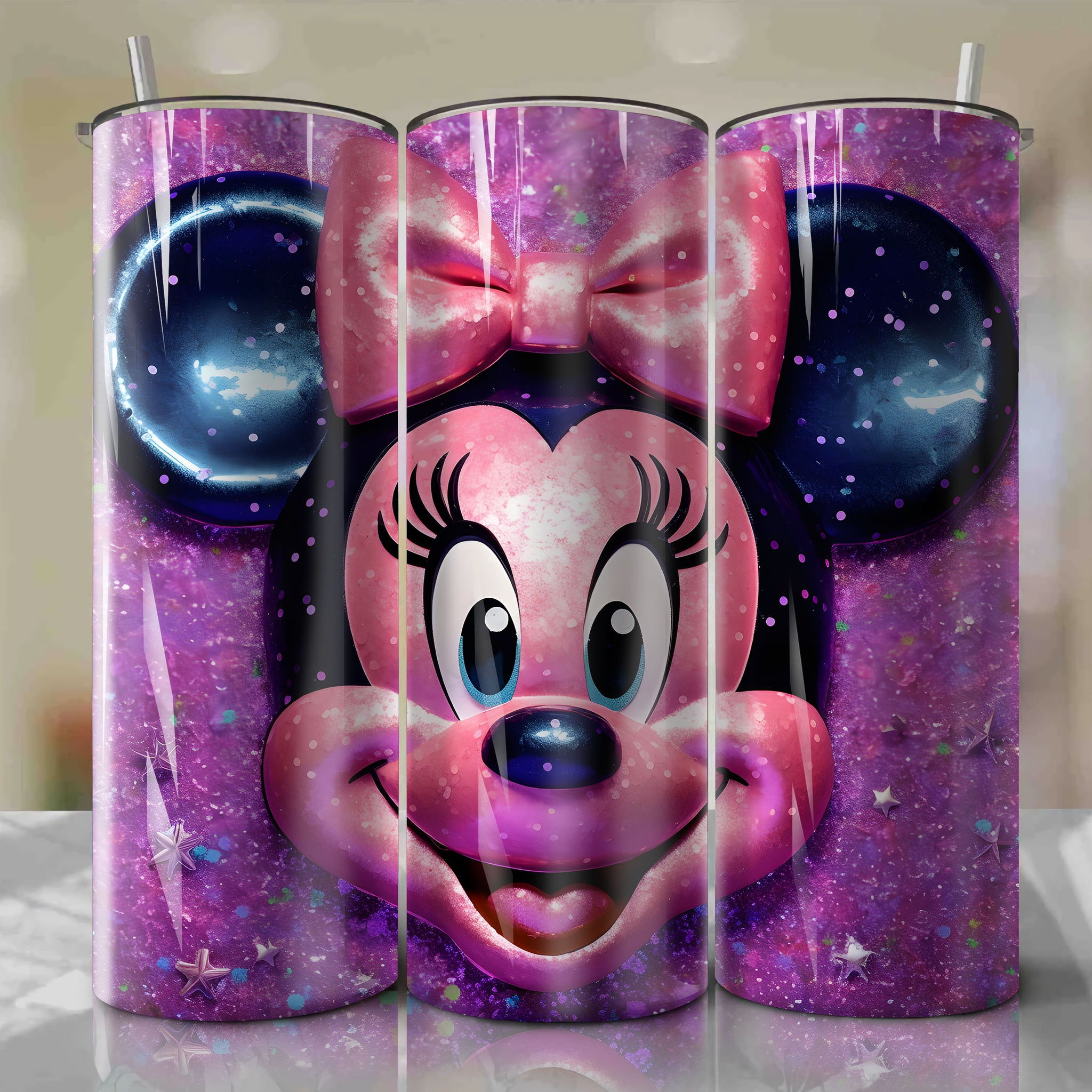 Shiny 3D Bling Minnie Mouse Face Graphic - Instant Download for Skinny Tumbler 20oz