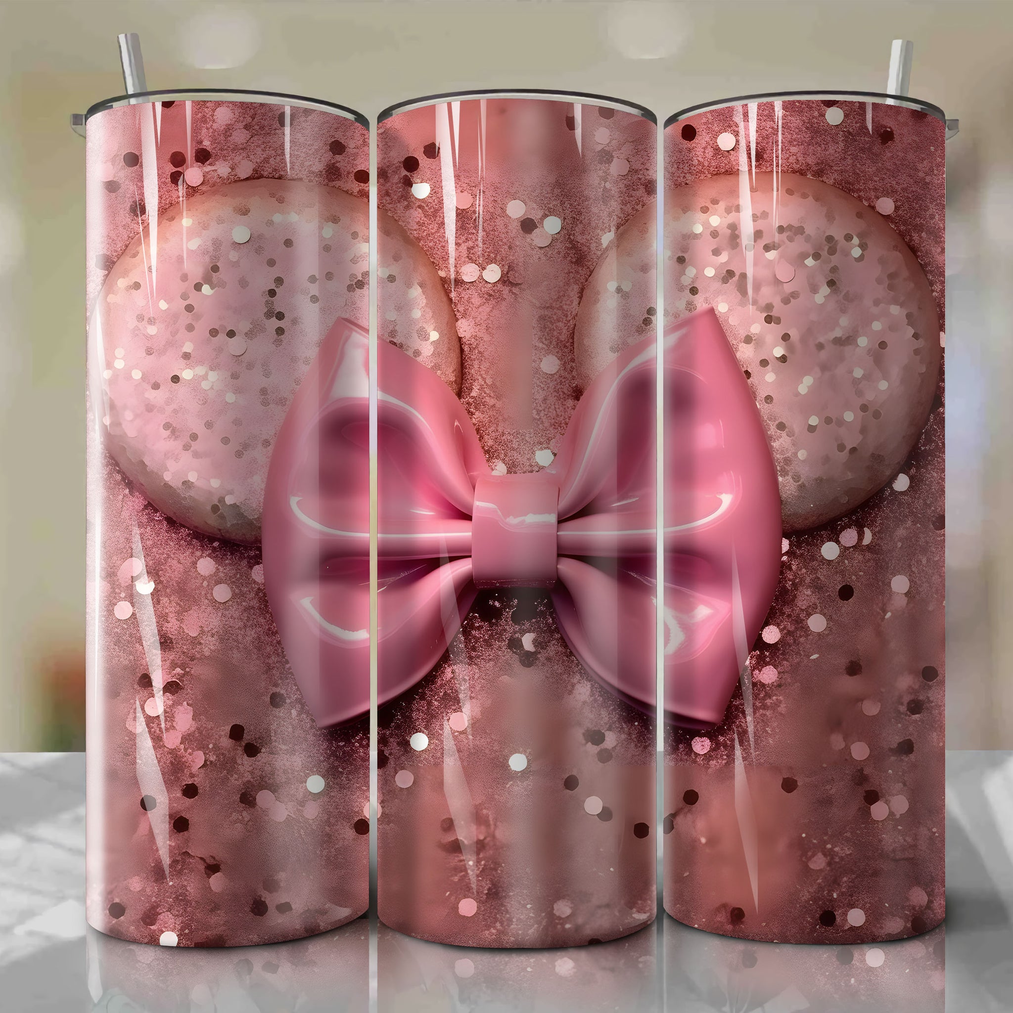 Eye-Catching Minnie Mouse Face 3D Bling Artwork - Downloadable PNG for Skinny Tumbler 20oz