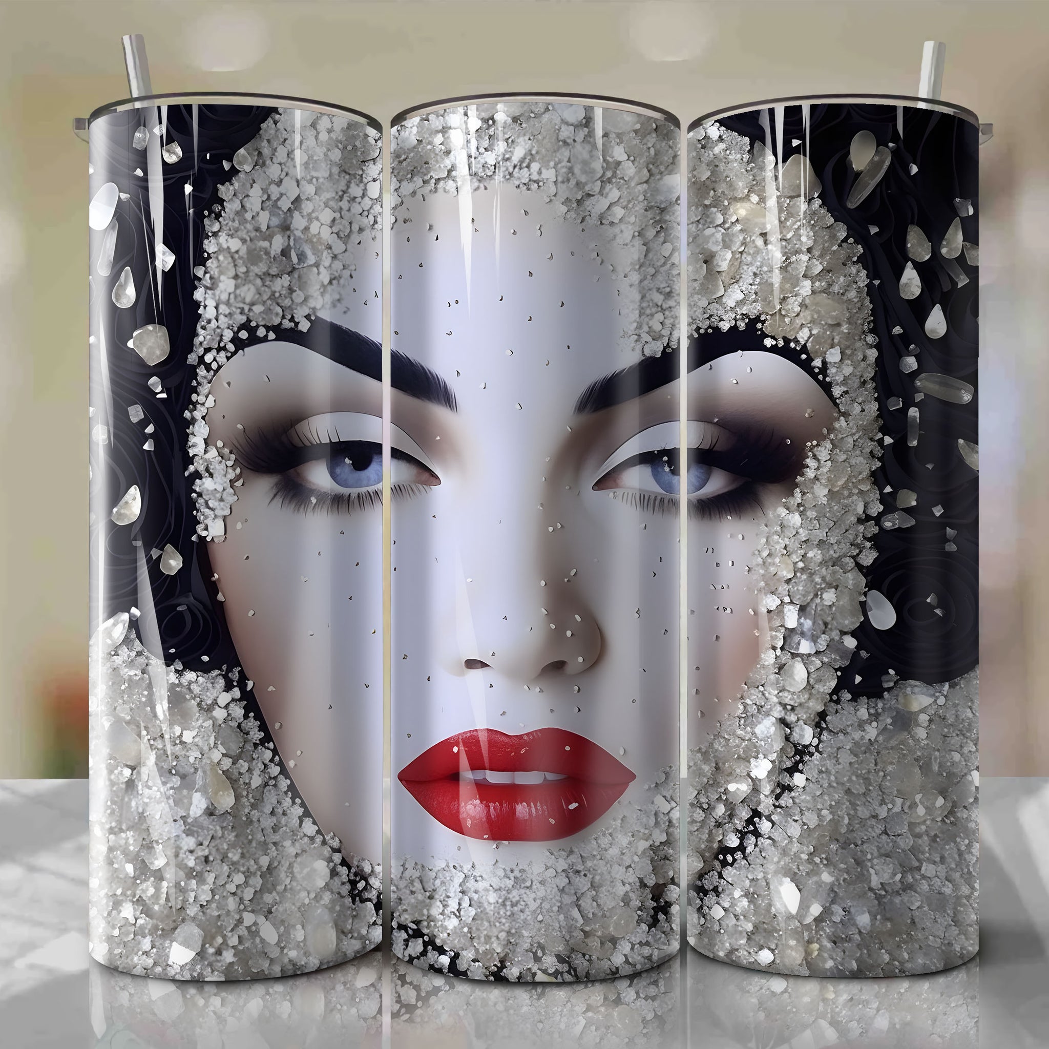 Snow White | 3D Bling | Wrap PNG Skinny Tumbler 20oz | Sublimation | Digital Download