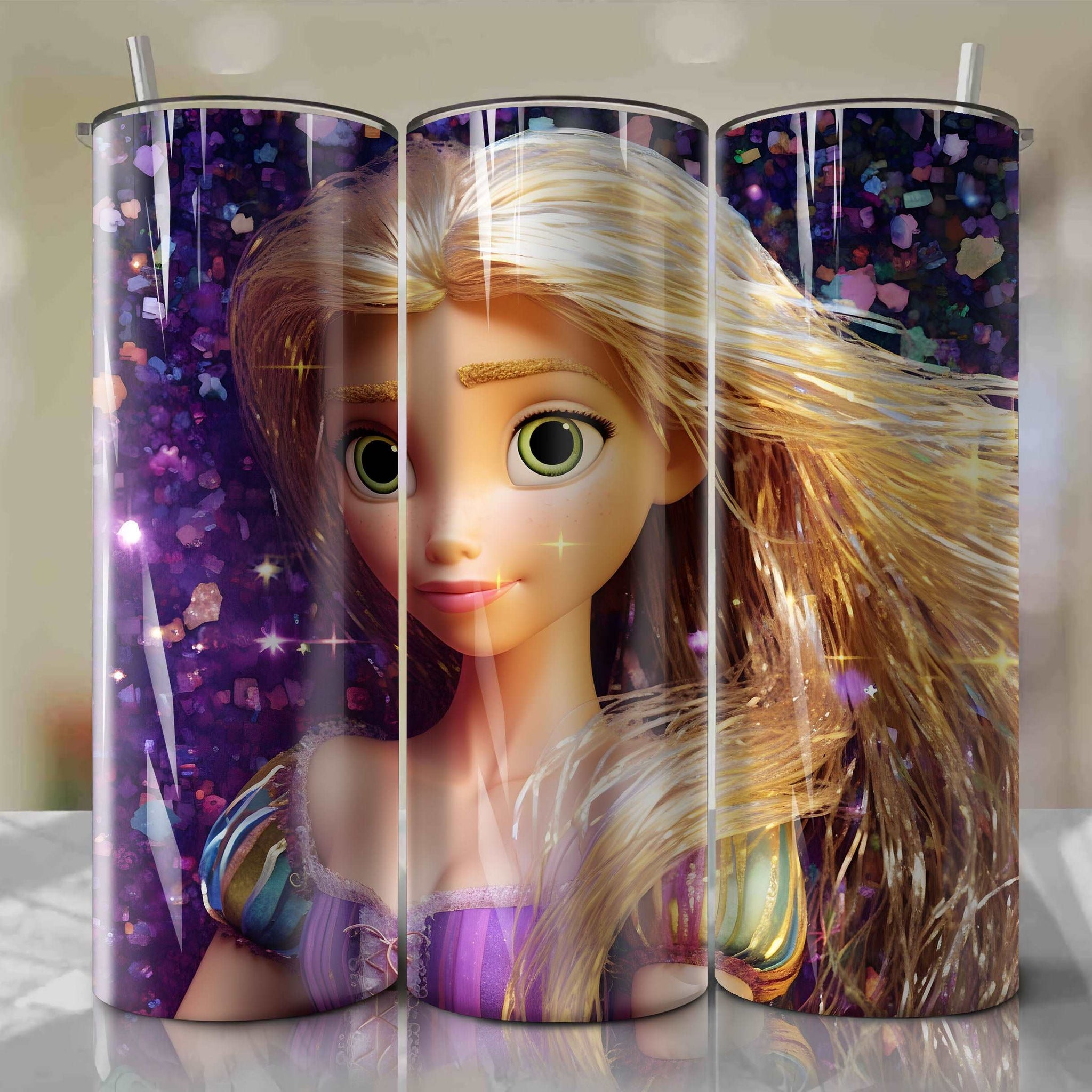 Rapunzel | 3D Bling | Wrap PNG Skinny Tumbler 20oz | Sublimation | Digital Download