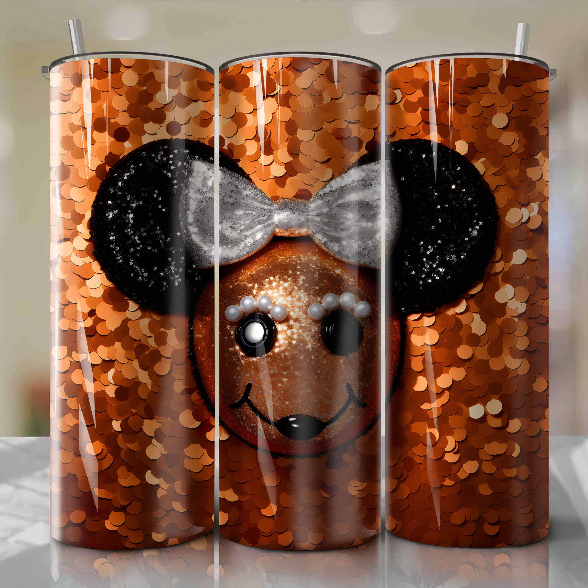 Minnie Mouse Face 3D Bling Digital Art - Instant Download for Skinny Tumbler 20oz