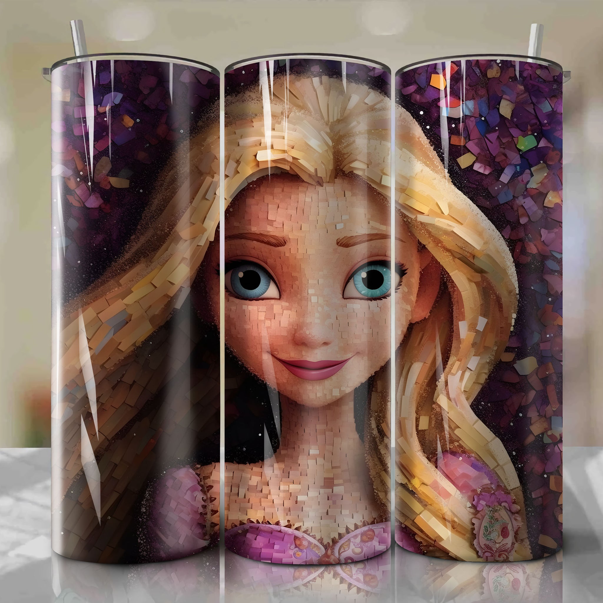 Rapunzel | 3D Bling | Wrap PNG Skinny Tumbler 20oz | Sublimation | Digital Download