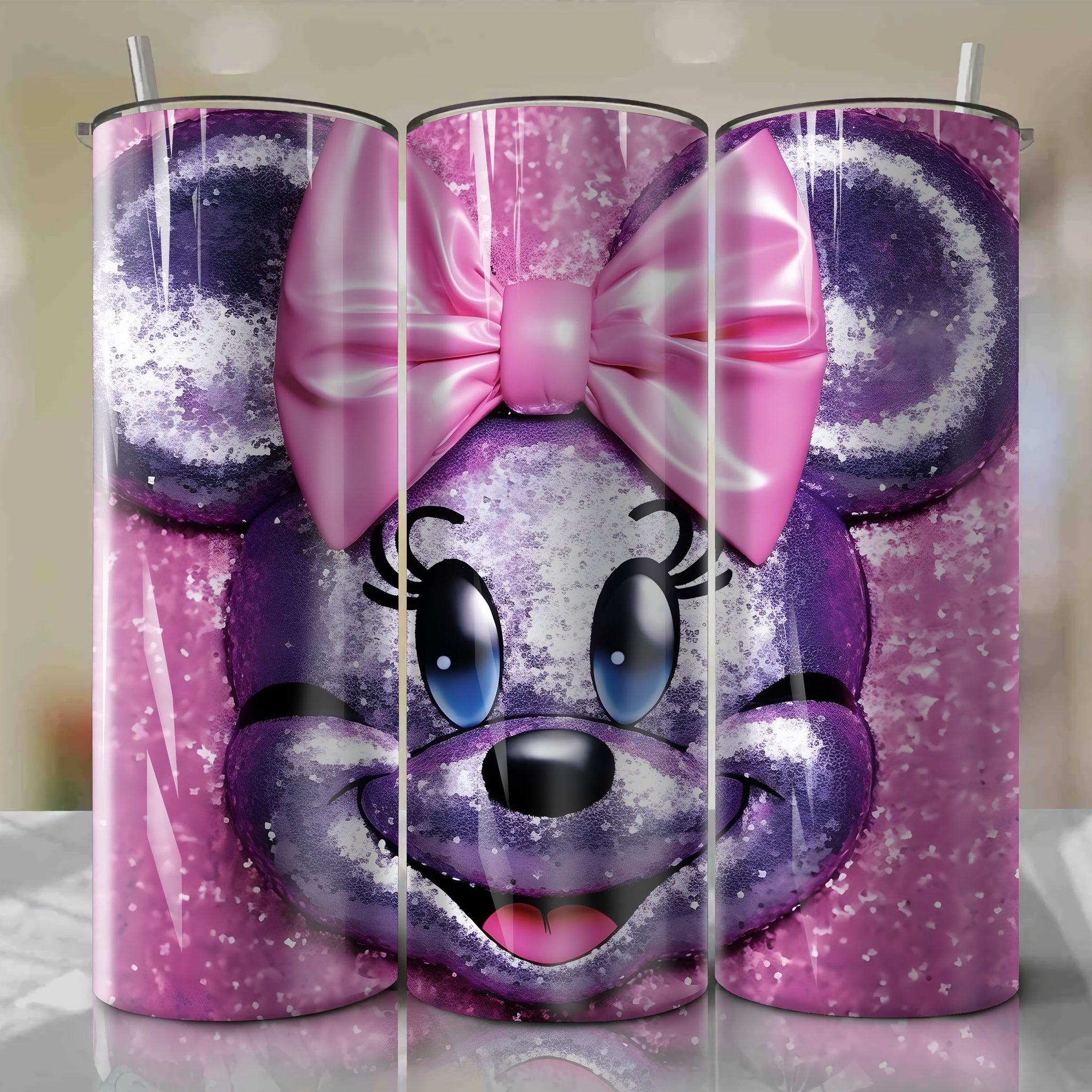 Captivating 3D Bling Minnie Mouse Face Design - Downloadable PNG for Skinny Tumbler 20oz