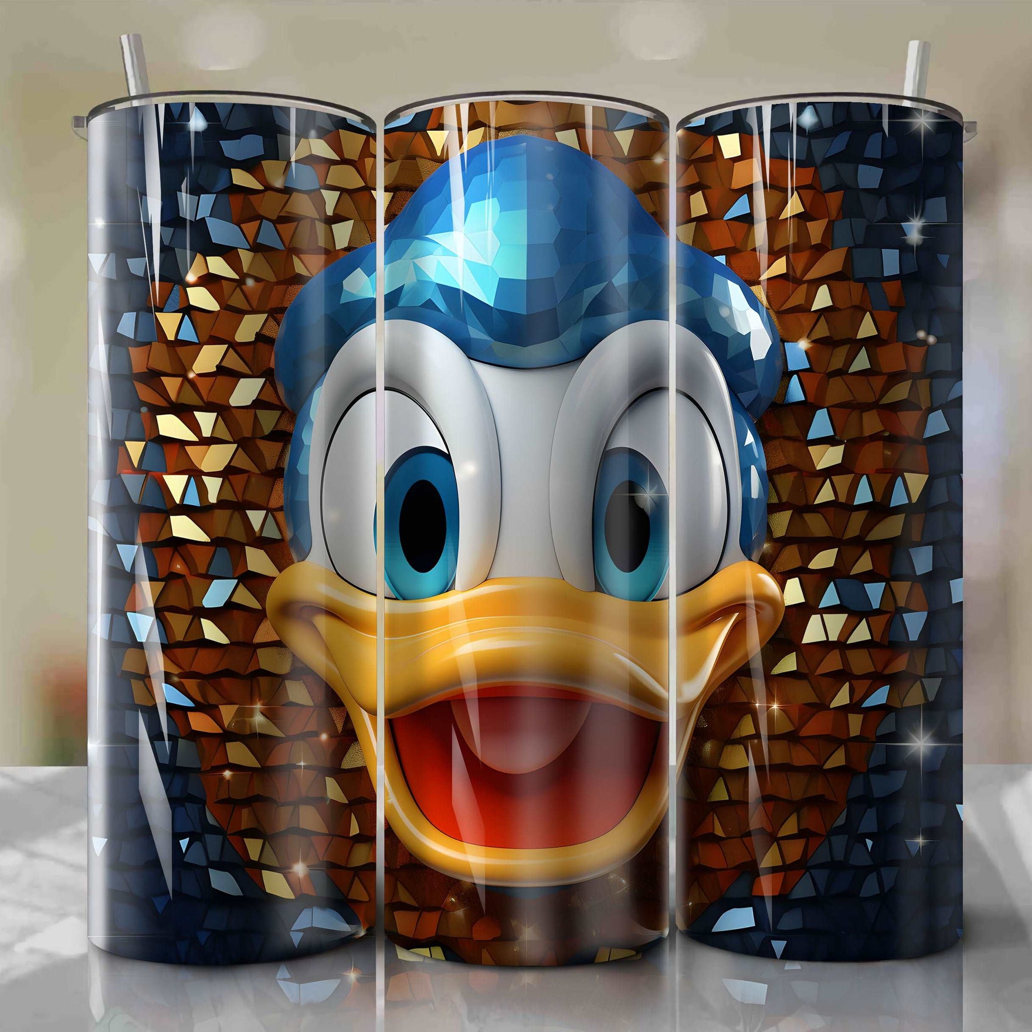 Donald Duck | 3D Bling | Wrap PNG Skinny Tumbler 20oz | Sublimation | Digital Download