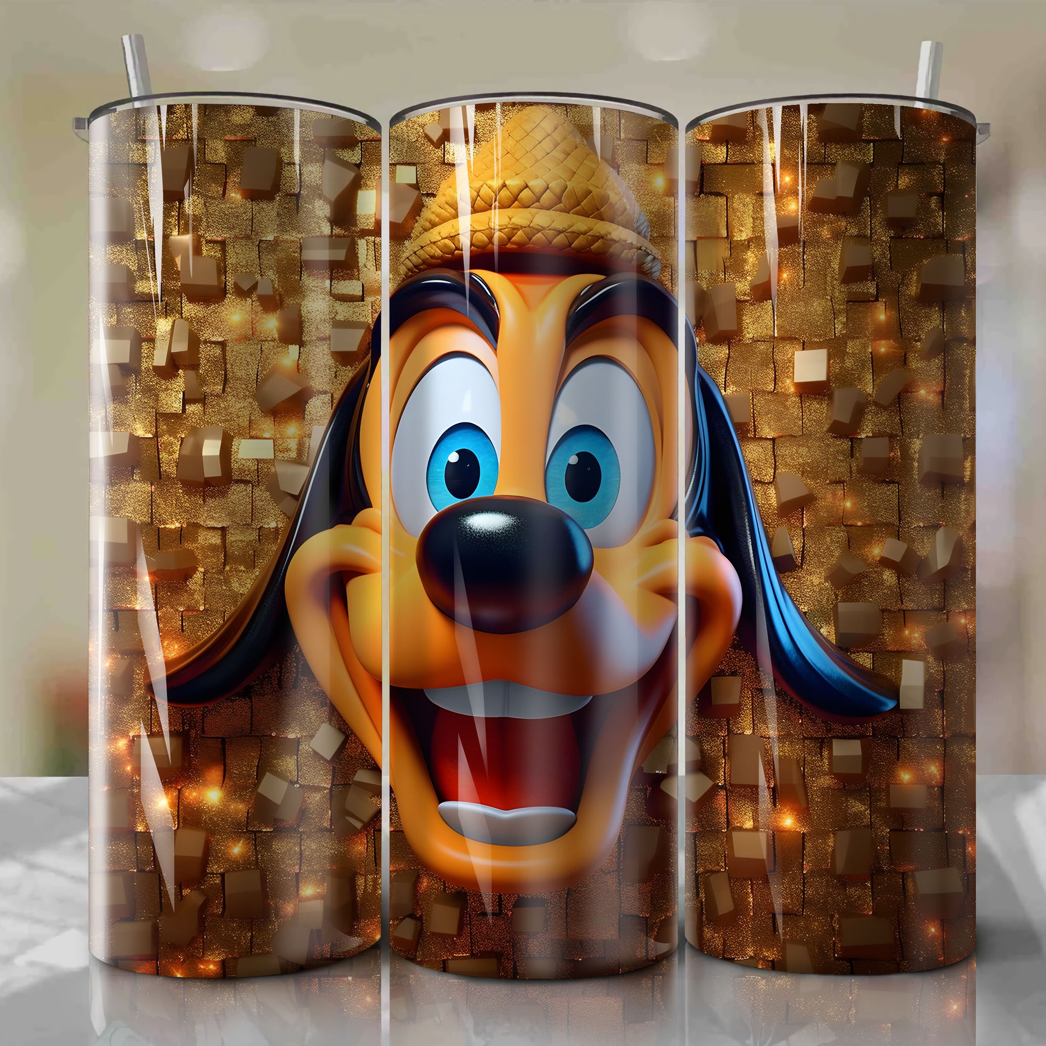 Goofy | 3D Bling | Wrap PNG Skinny Tumbler 20oz | Sublimation | Digital Download