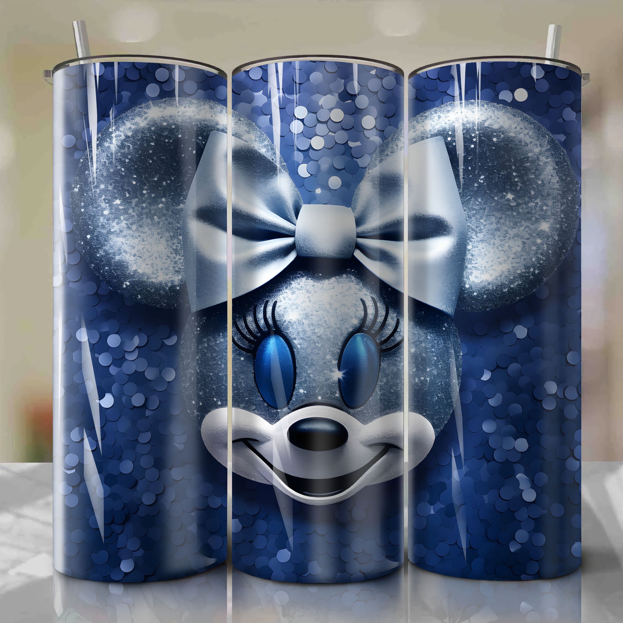 Stylish Minnie Mouse Face 3D Bling Design - Downloadable PNG for Skinny Tumbler 20oz