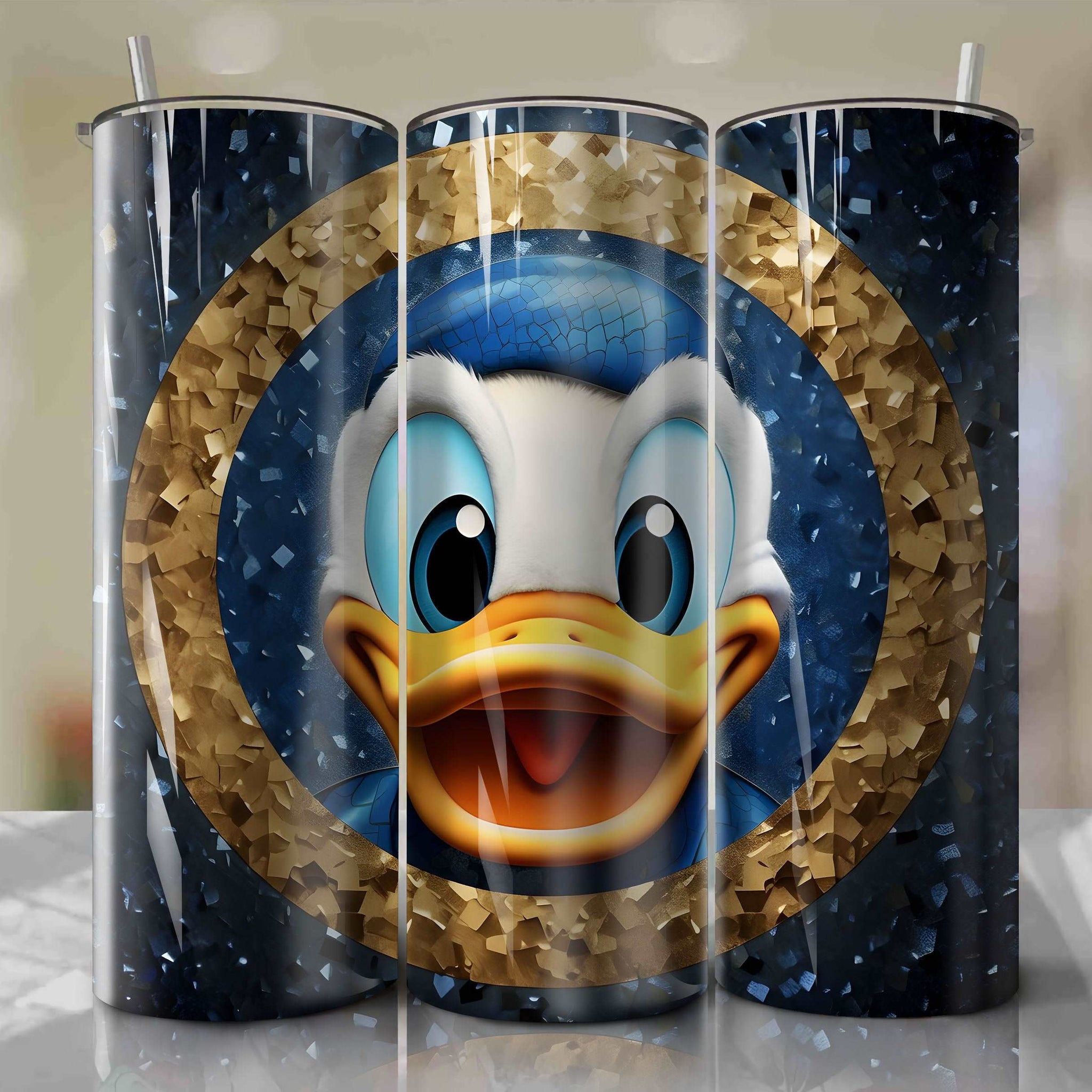 Donald Duck 3D Color 20oz Straight Skinny Tumbler Wrap, Disney Duck Tumbler  Cup Designs - Gecko