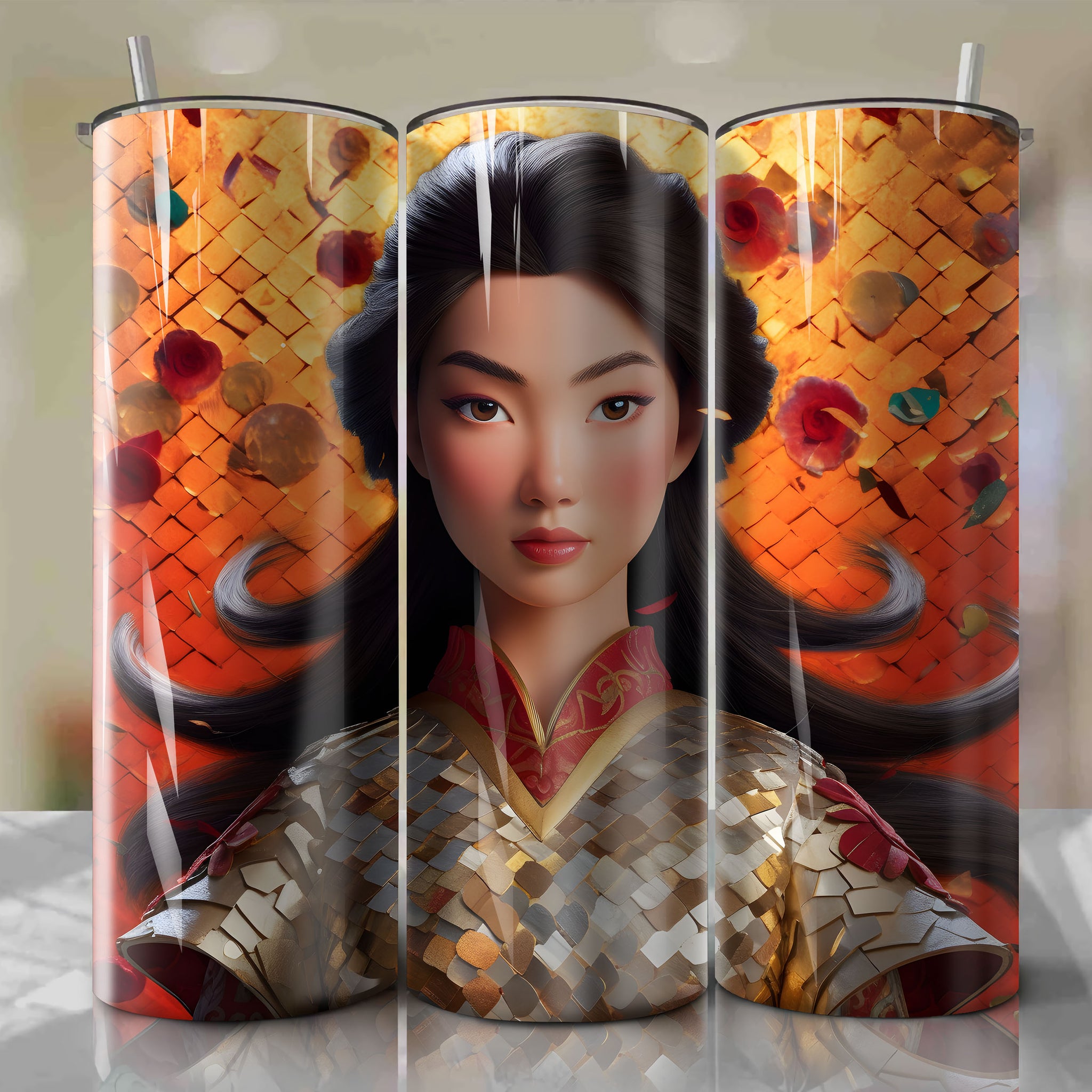 Mulan | 3D Bling | Wrap PNG Skinny Tumbler 20oz | Sublimation | Digital Download