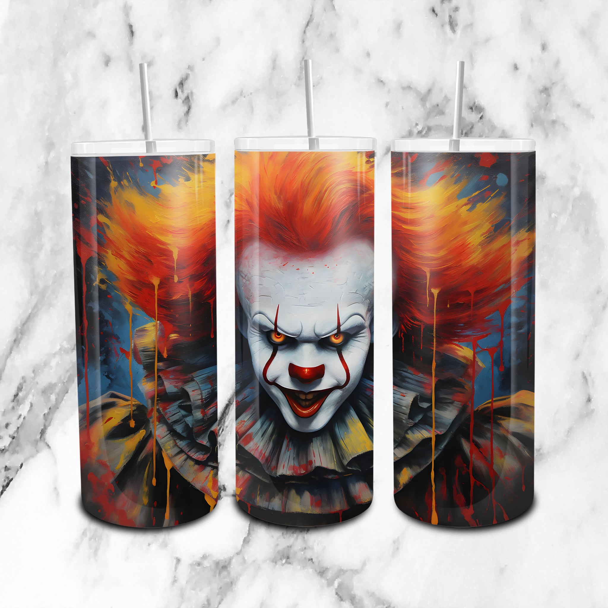 Spine-Chilling Pennywise Artwork - Perfect for Horror Themed Tumblers