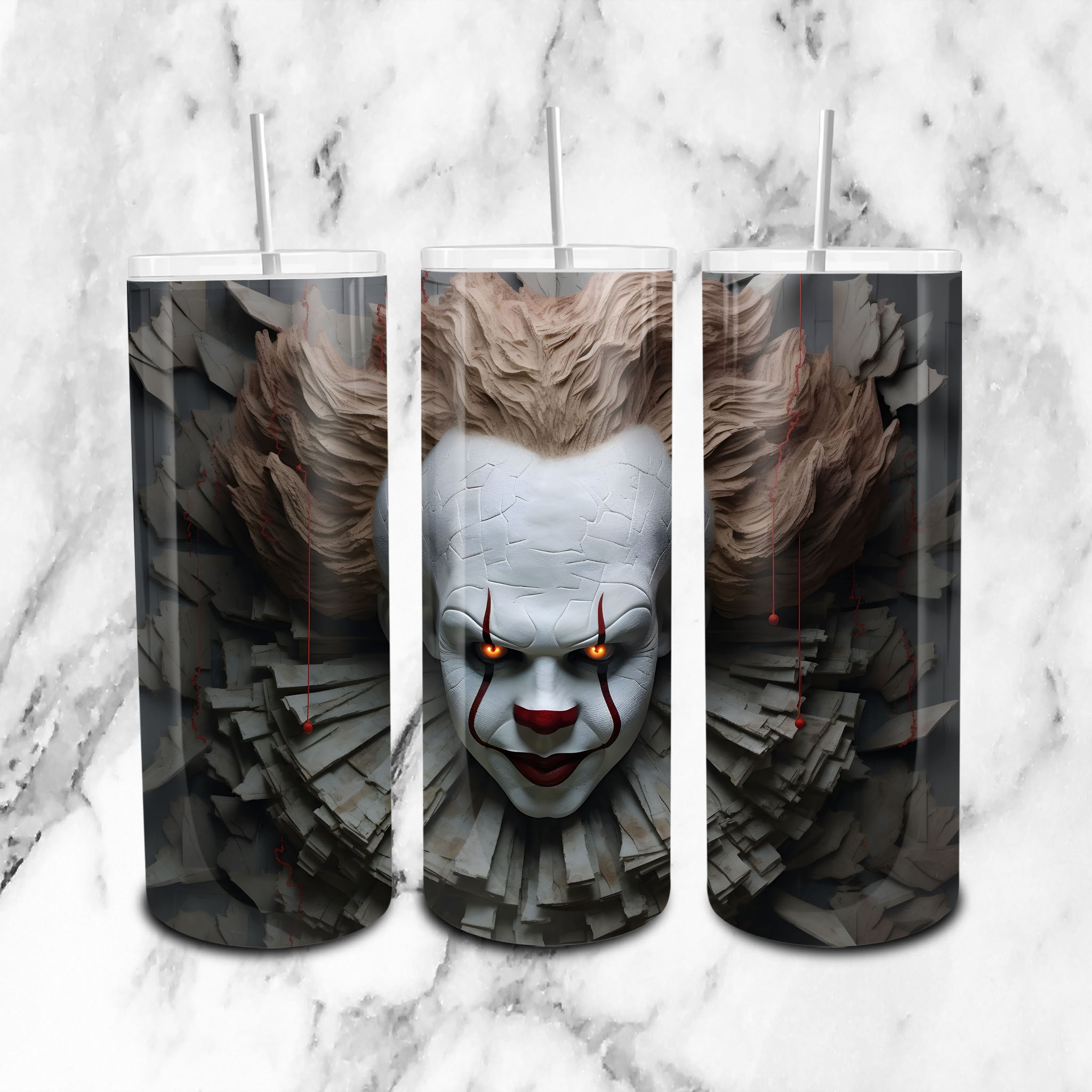 Horror Movie Fan's Must-Have - Pennywise 20oz Skinny Tumbler PNG