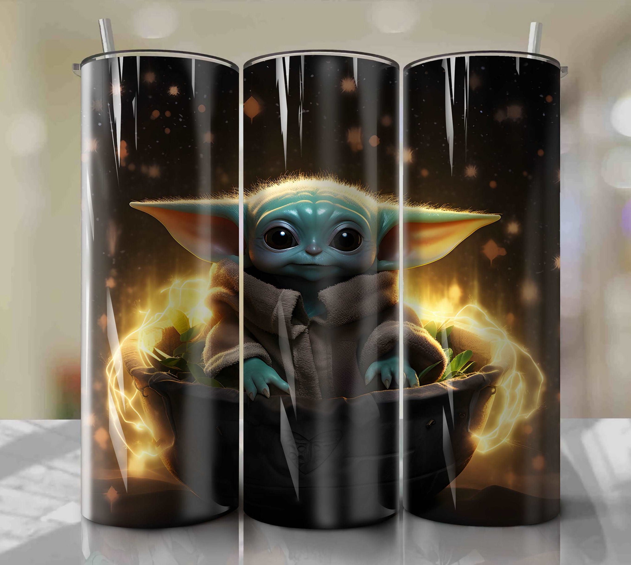 Baby Yoda Cute and Adorable PNG Wrap Tumbler - Instant Download