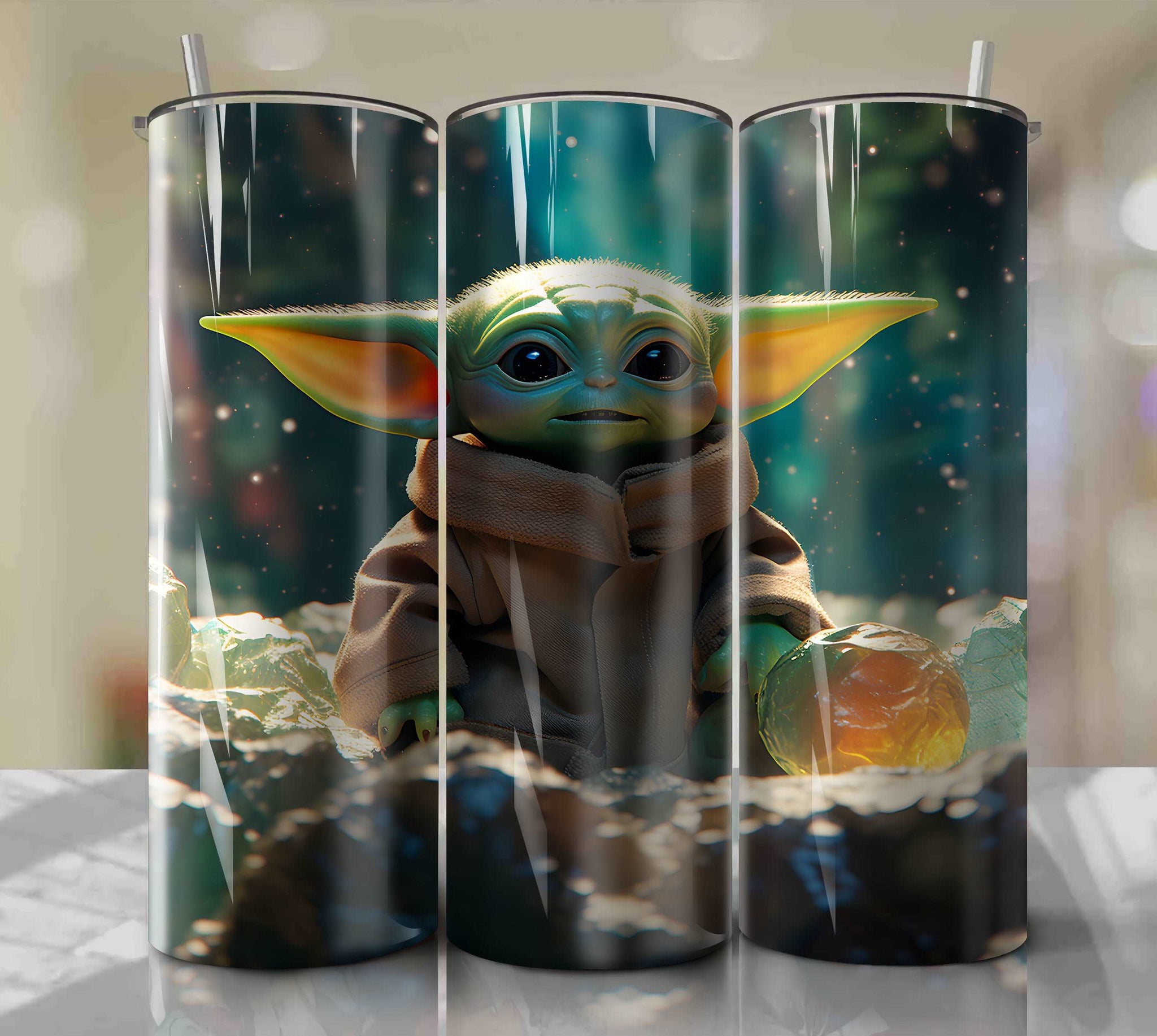 20 Oz Tumbler Baby Yoda Girl, Shine Bright Yoda, Sublimation Stained Glass  Straight Skinny Tumblers Wrap PNG (Download Now) 