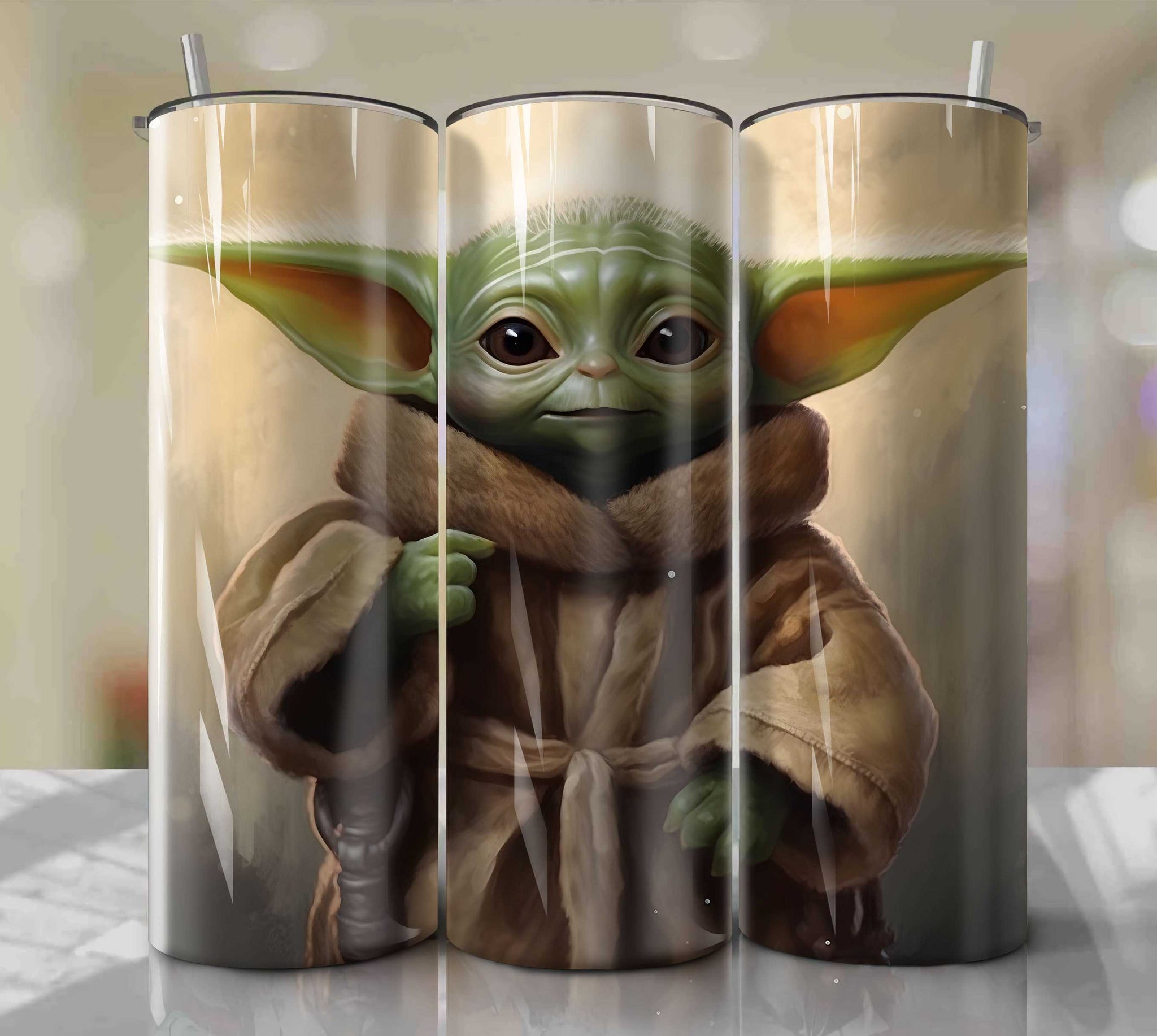 Baby Yoda Outer Space PNG Wrap Tumbler - Instant Download