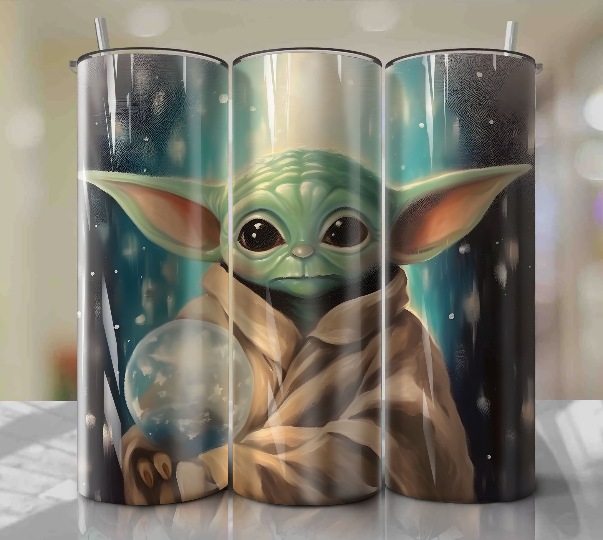 Baby Yoda Galactic Journey PNG Wrap Tumbler - Instant Download