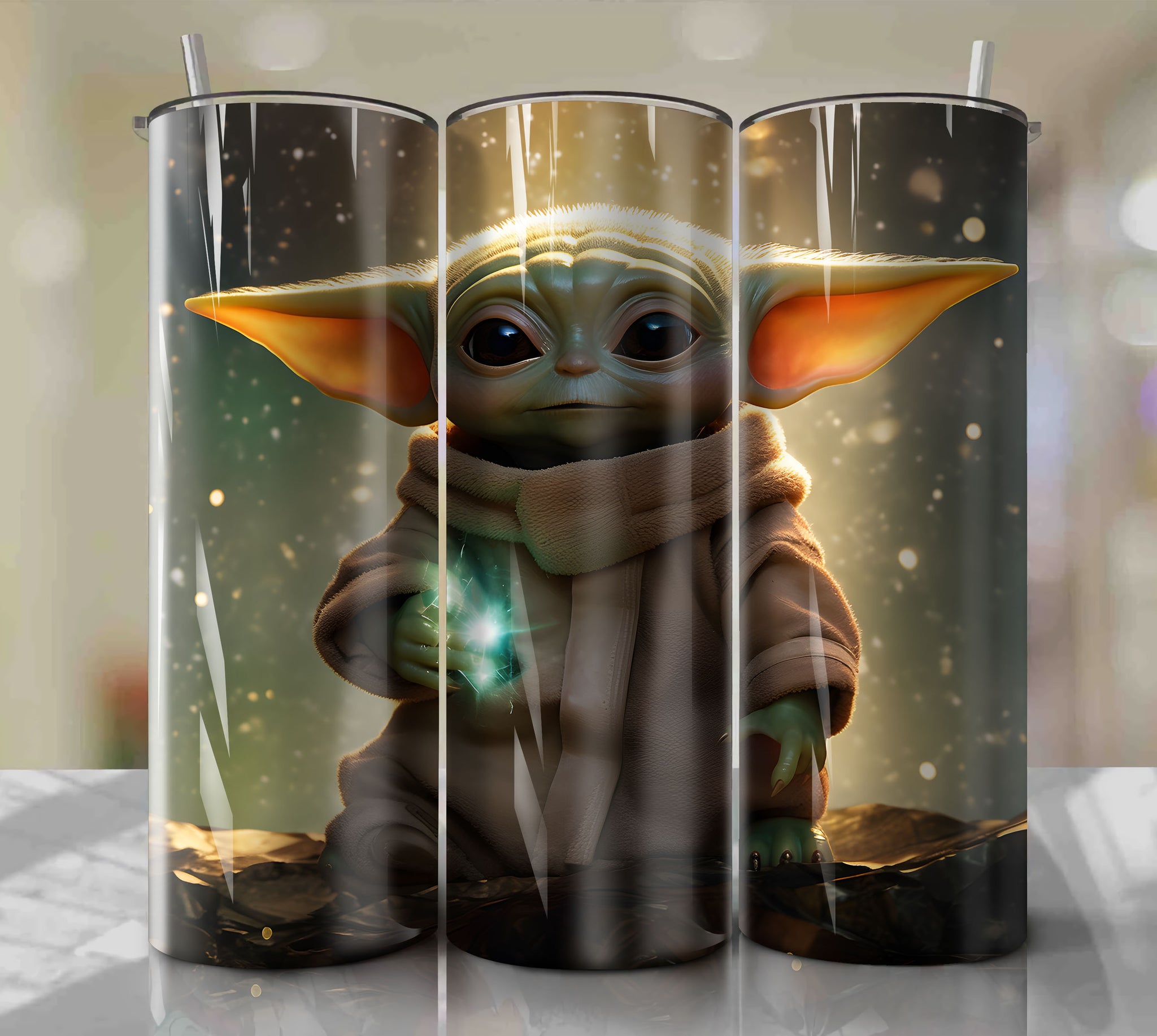 Baby Yoda Outer Space PNG Wrap Tumbler - Instant Download