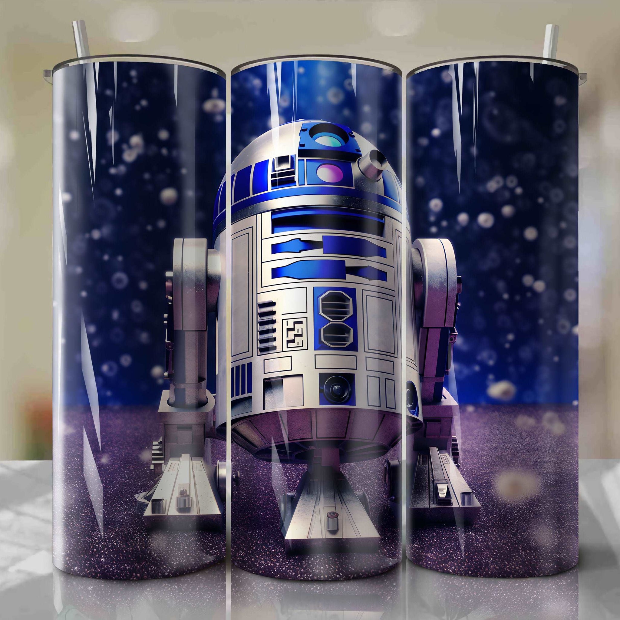 R2-D2 | 3D Bling | Wrap PNG Skinny Tumbler 20oz | Sublimation | Digital Download