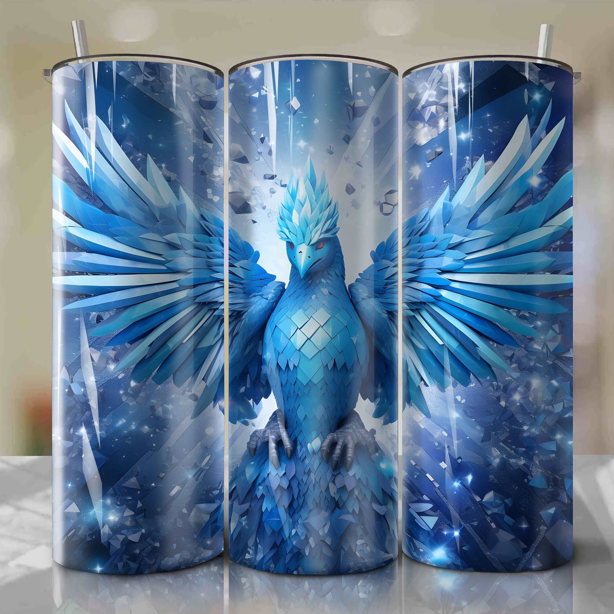 Articuno | 3D Bling | Wrap PNG Skinny Tumbler 20oz | Sublimation | Digital Download