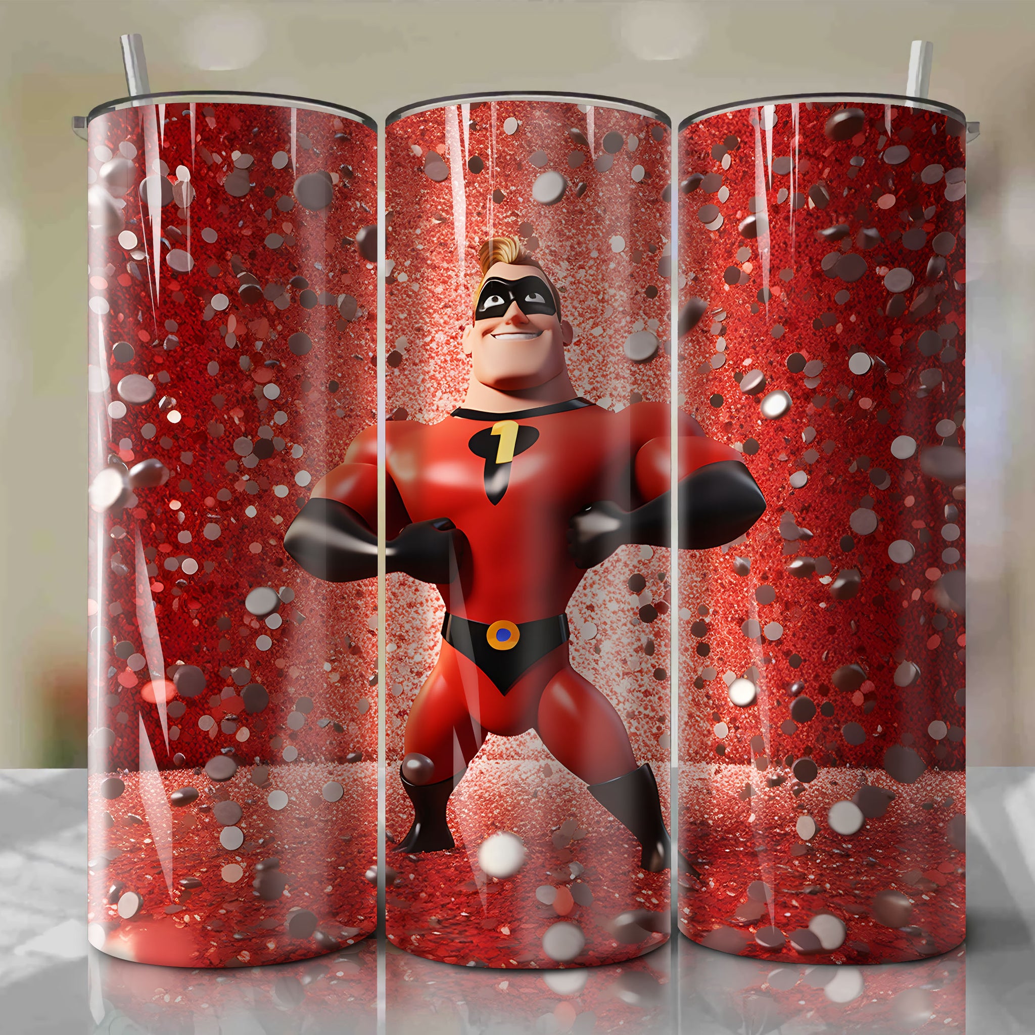 Mr. Incredible | 3D Bling | Wrap PNG Skinny Tumbler 20oz | Sublimation | Digital Download