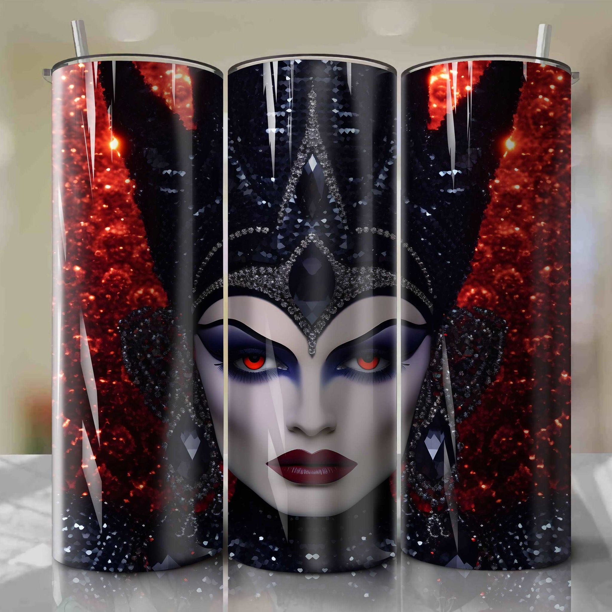 Evil Queen | 3D Bling | Wrap PNG Skinny Tumbler 20oz | Sublimation | Digital Download