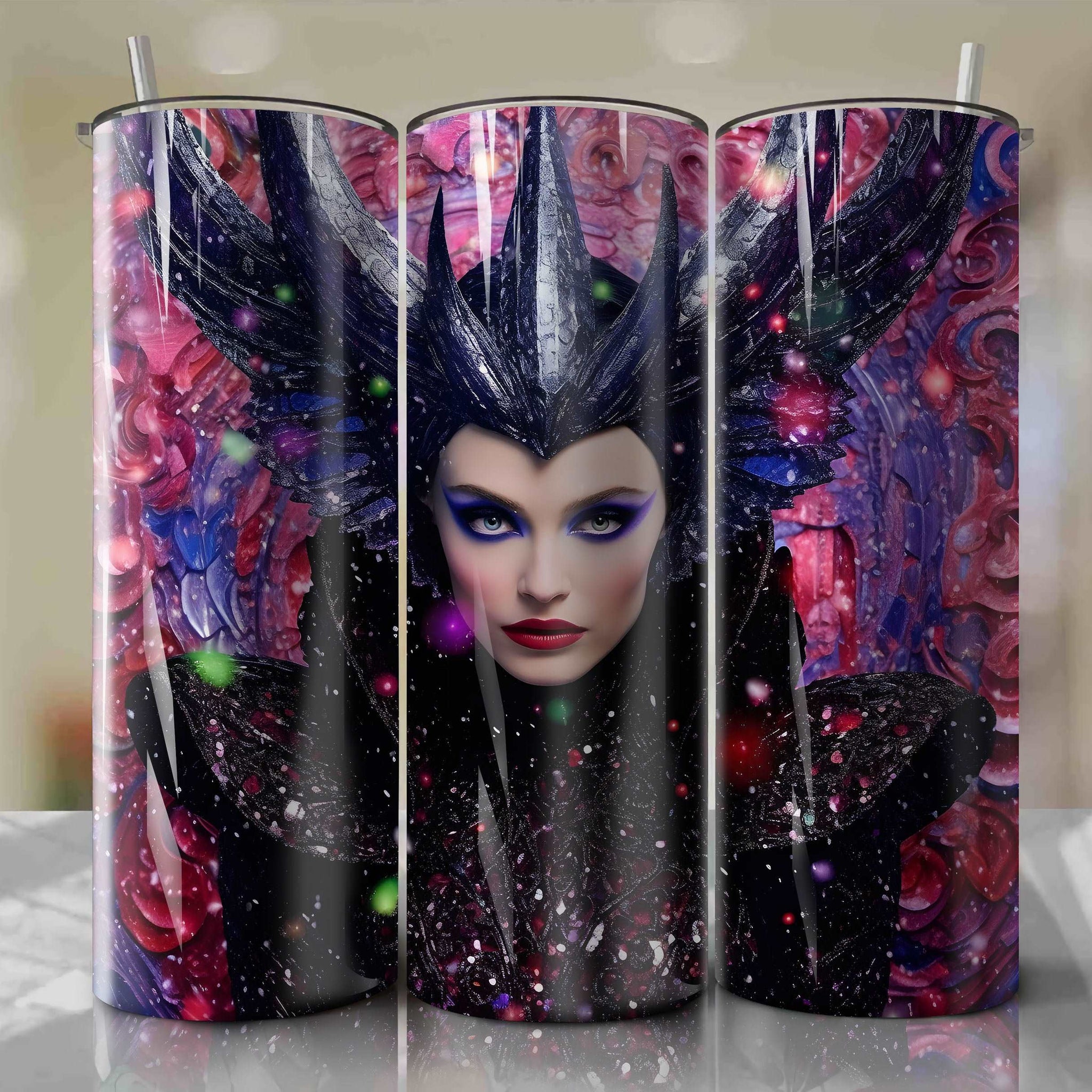 Maleficent | 3D Bling | Wrap PNG Skinny Tumbler 20oz | Sublimation | Digital Download