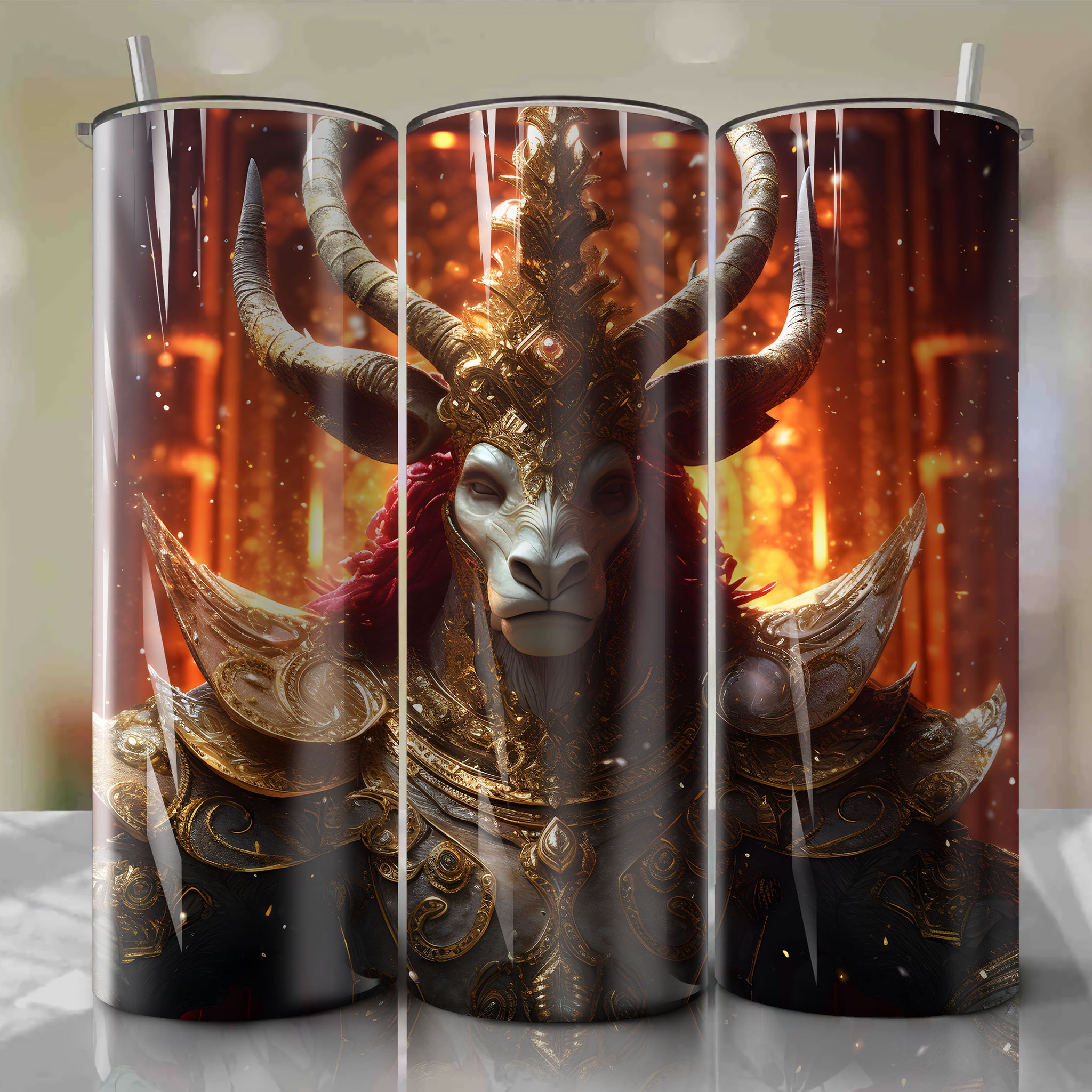 The Horned King | 3D Bling | Wrap PNG Skinny Tumbler 20oz | Sublimation | Digital Download