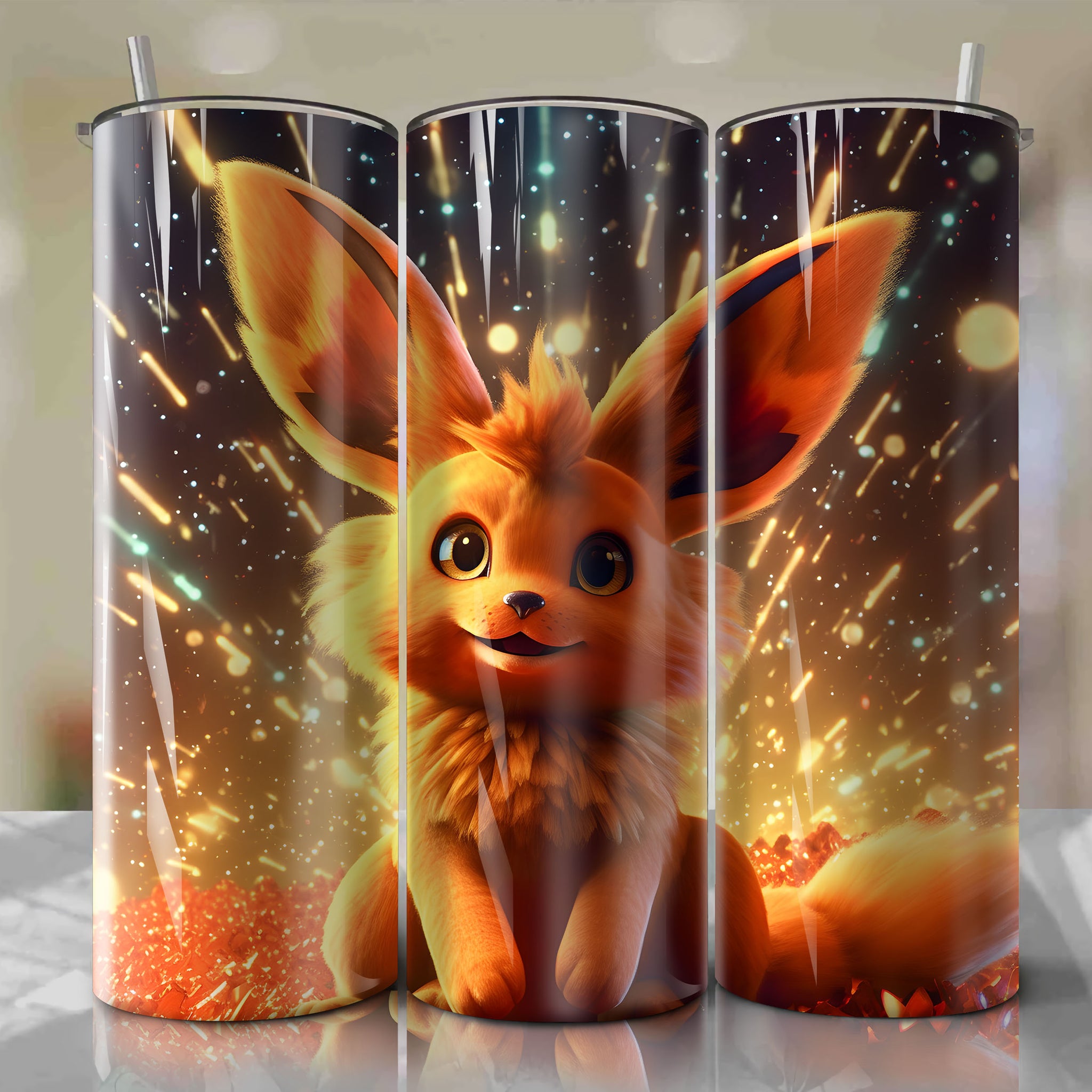 Flareon | 3D Bling | Wrap PNG Skinny Tumbler 20oz | Sublimation | Digital Download