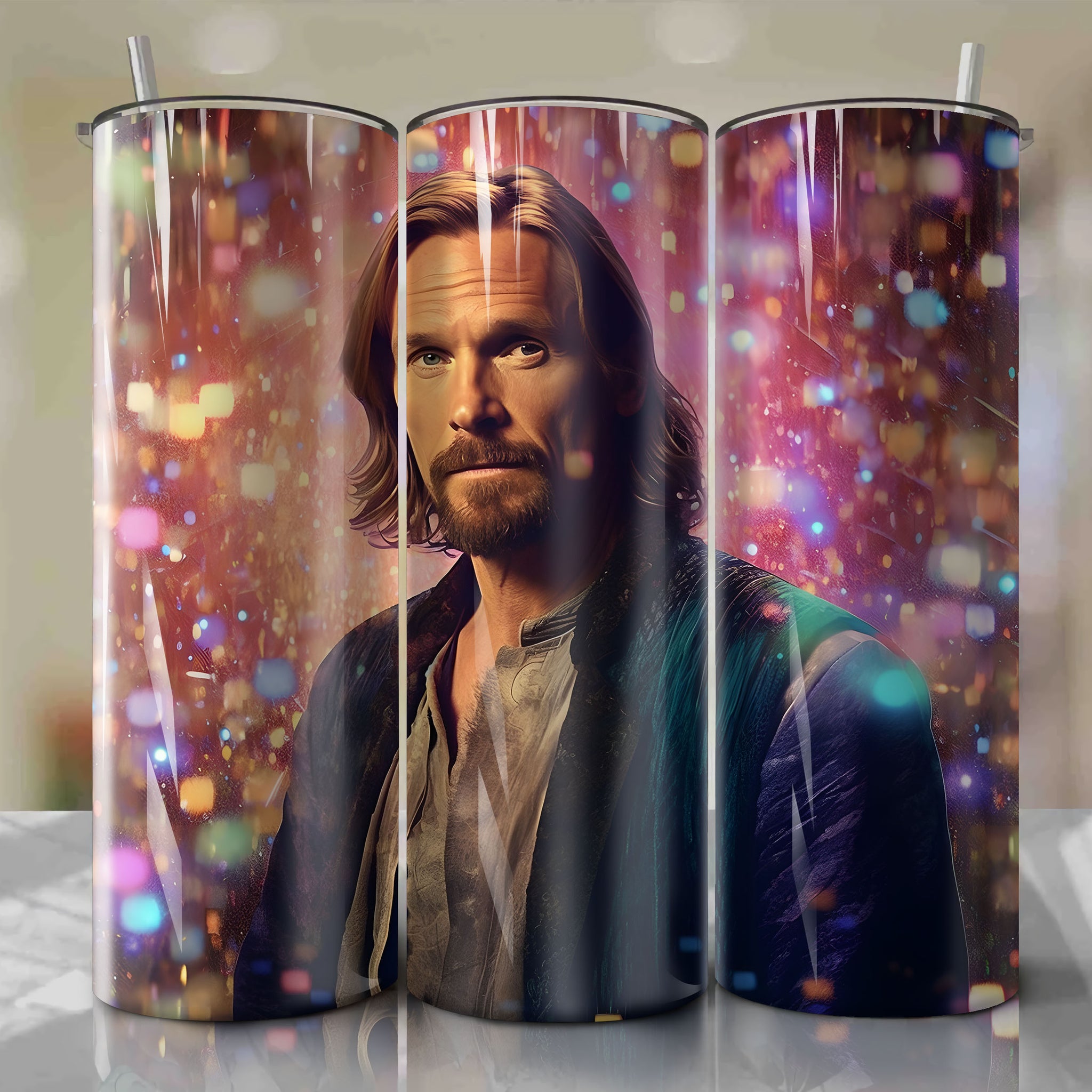 Qui-Gon Jinn | 3D Bling | Wrap PNG Skinny Tumbler 20oz | Sublimation | Digital Download