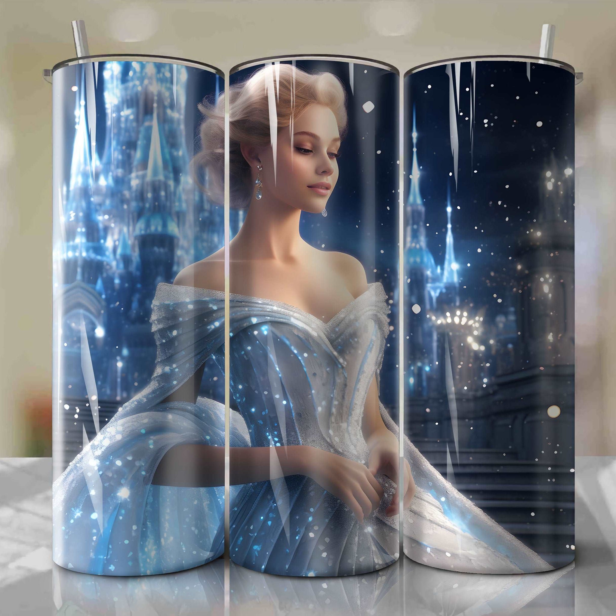 Cinderella - Fairy Godmother | 3D Bling | Wrap PNG Skinny Tumbler 20oz | Sublimation | Digital Download