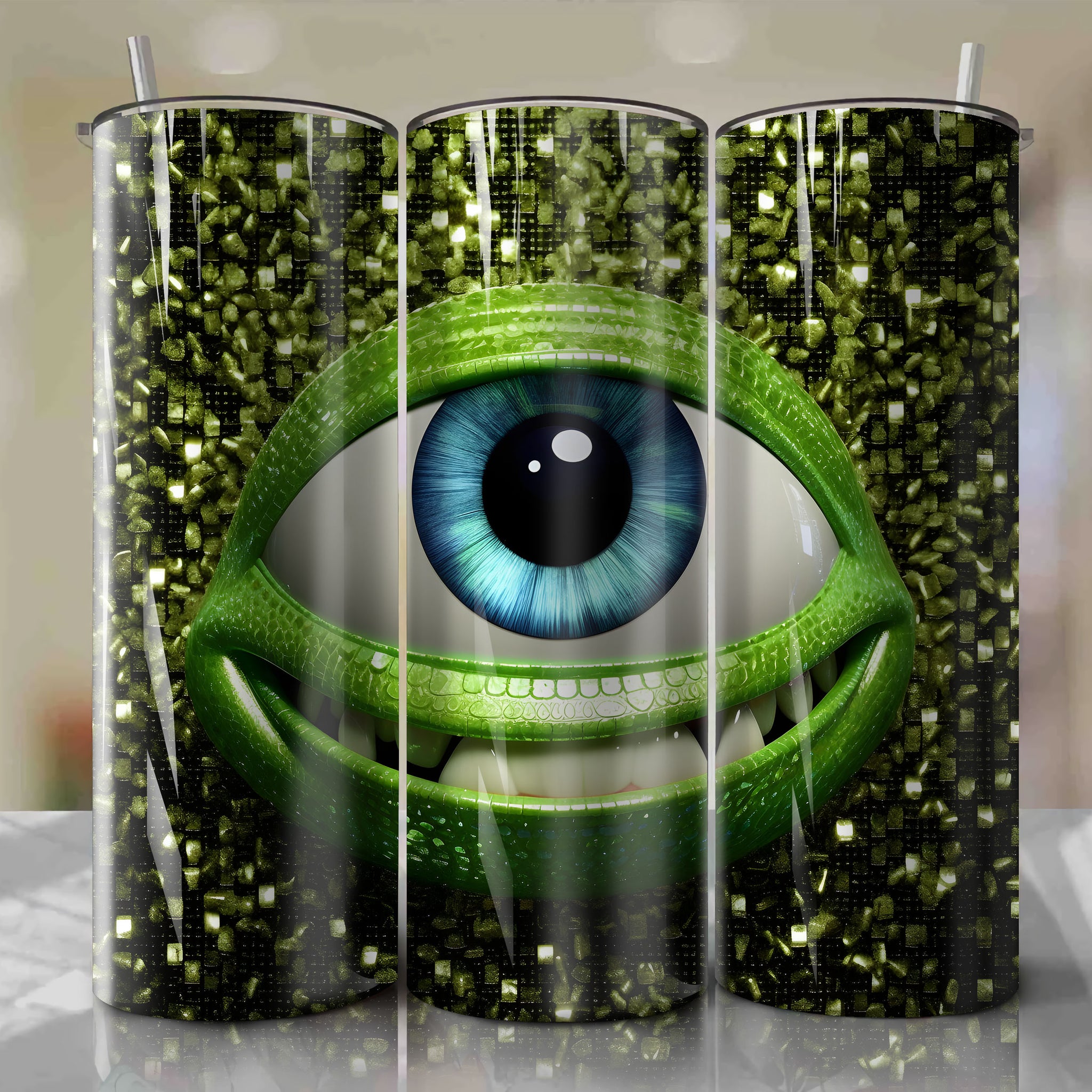 Mike Wazowski | 3D Bling | Wrap PNG Skinny Tumbler 20oz | Sublimation | Digital Download