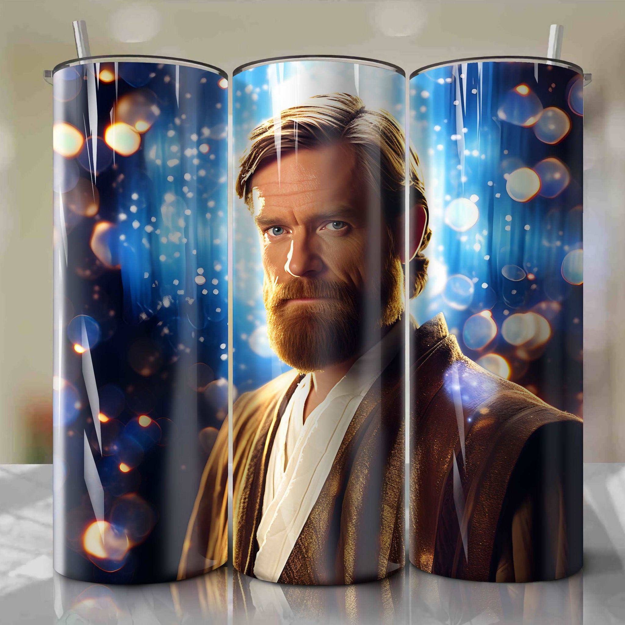 Obi-Wan Kenobi | 3D Bling | Wrap PNG Skinny Tumbler 20oz | Sublimation | Digital Download