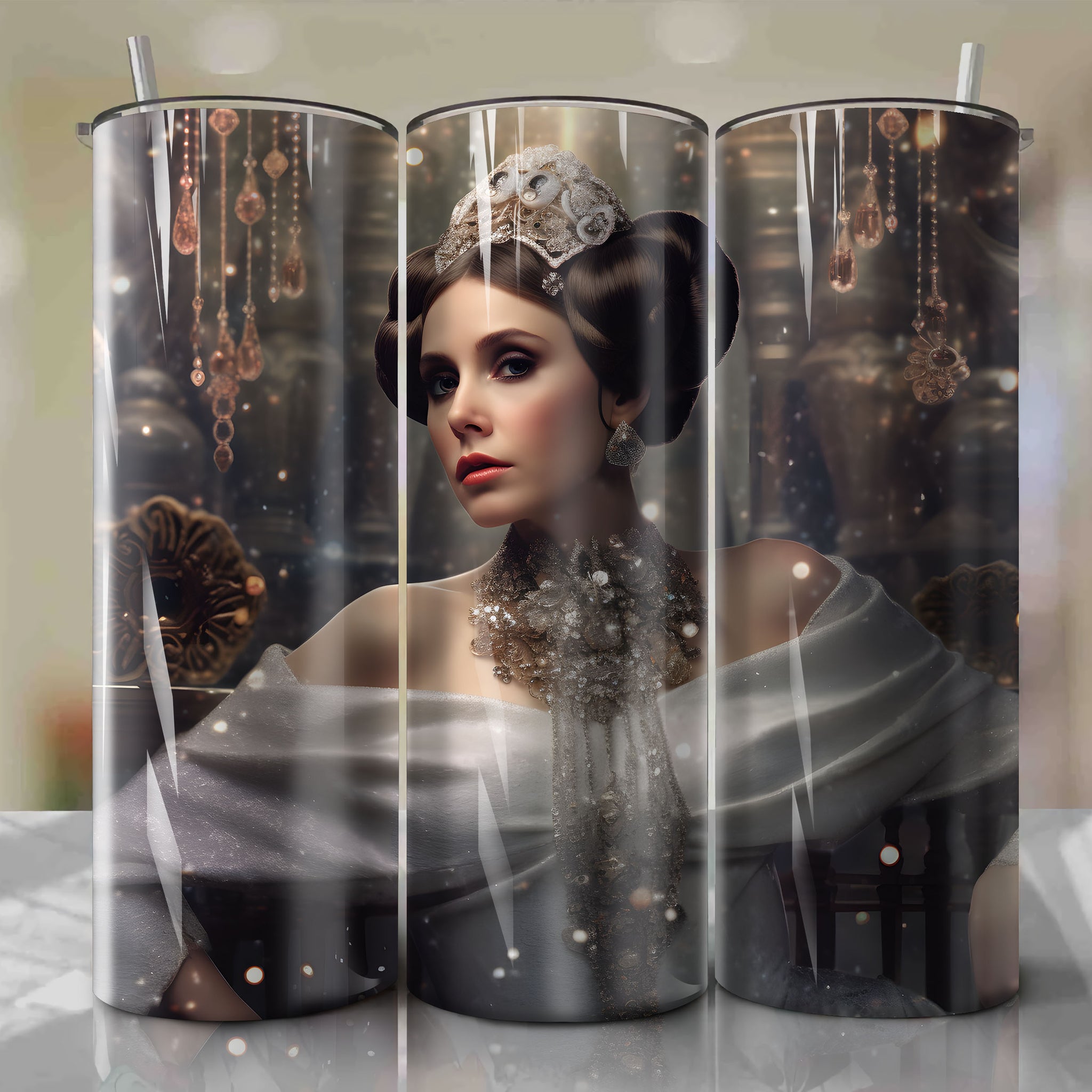 Princess Leia Organa | 3D Bling | Wrap PNG Skinny Tumbler 20oz | Sublimation | Digital Download