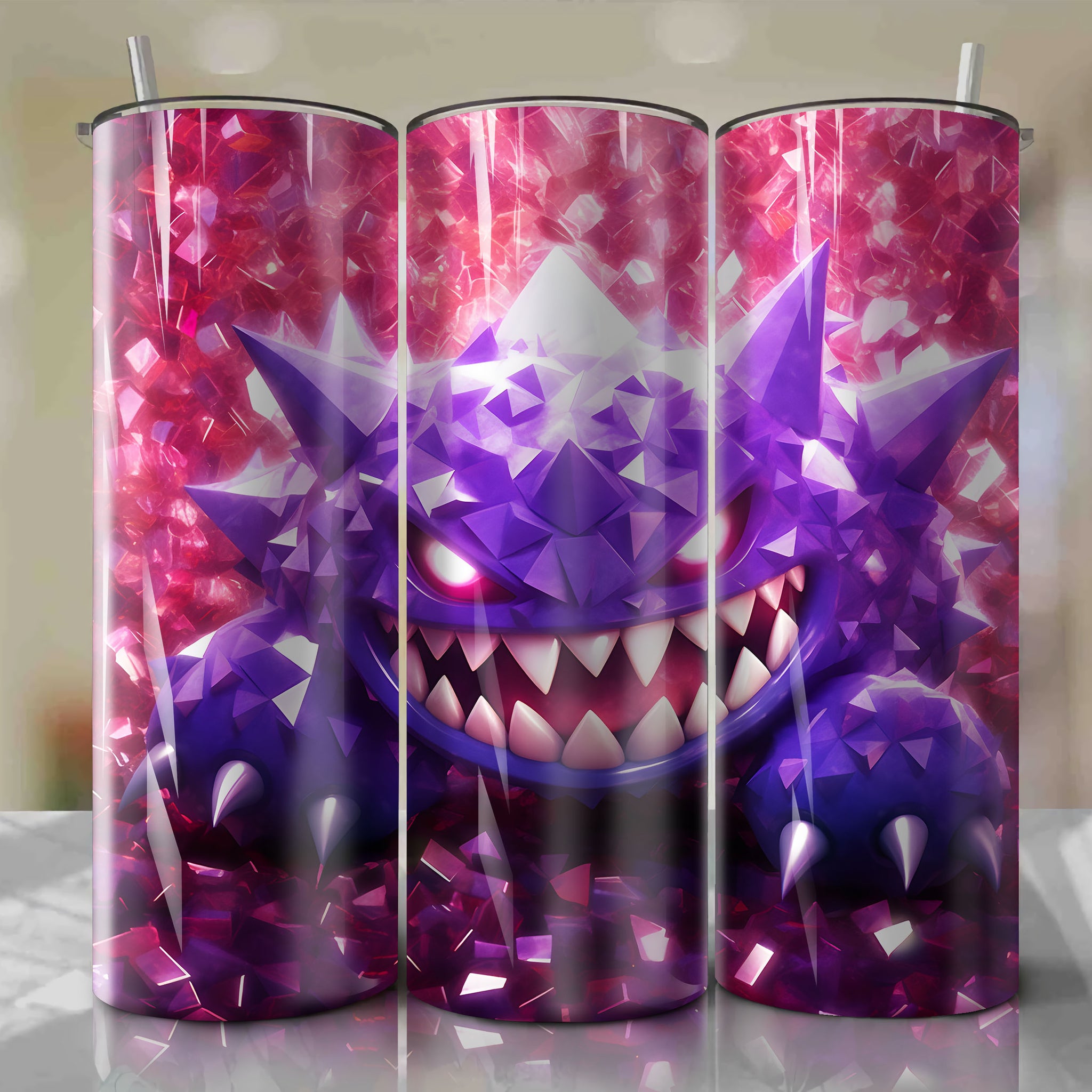 Gengar | 3D Bling | Wrap PNG Skinny Tumbler 20oz | Sublimation | Digital Download