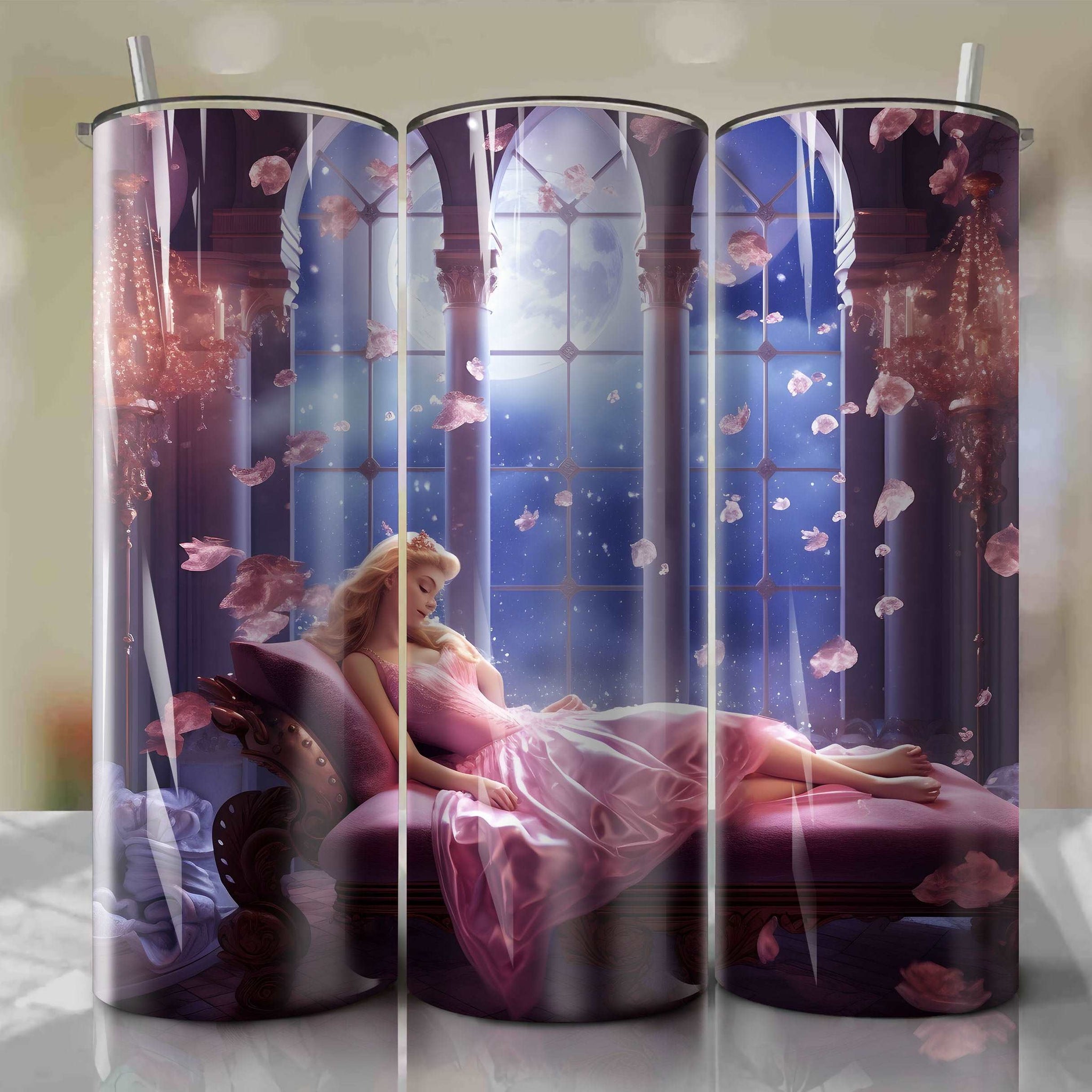 Sleeping Beauty - Aurora | 3D Bling | Wrap PNG Skinny Tumbler 20oz | Sublimation | Digital Download