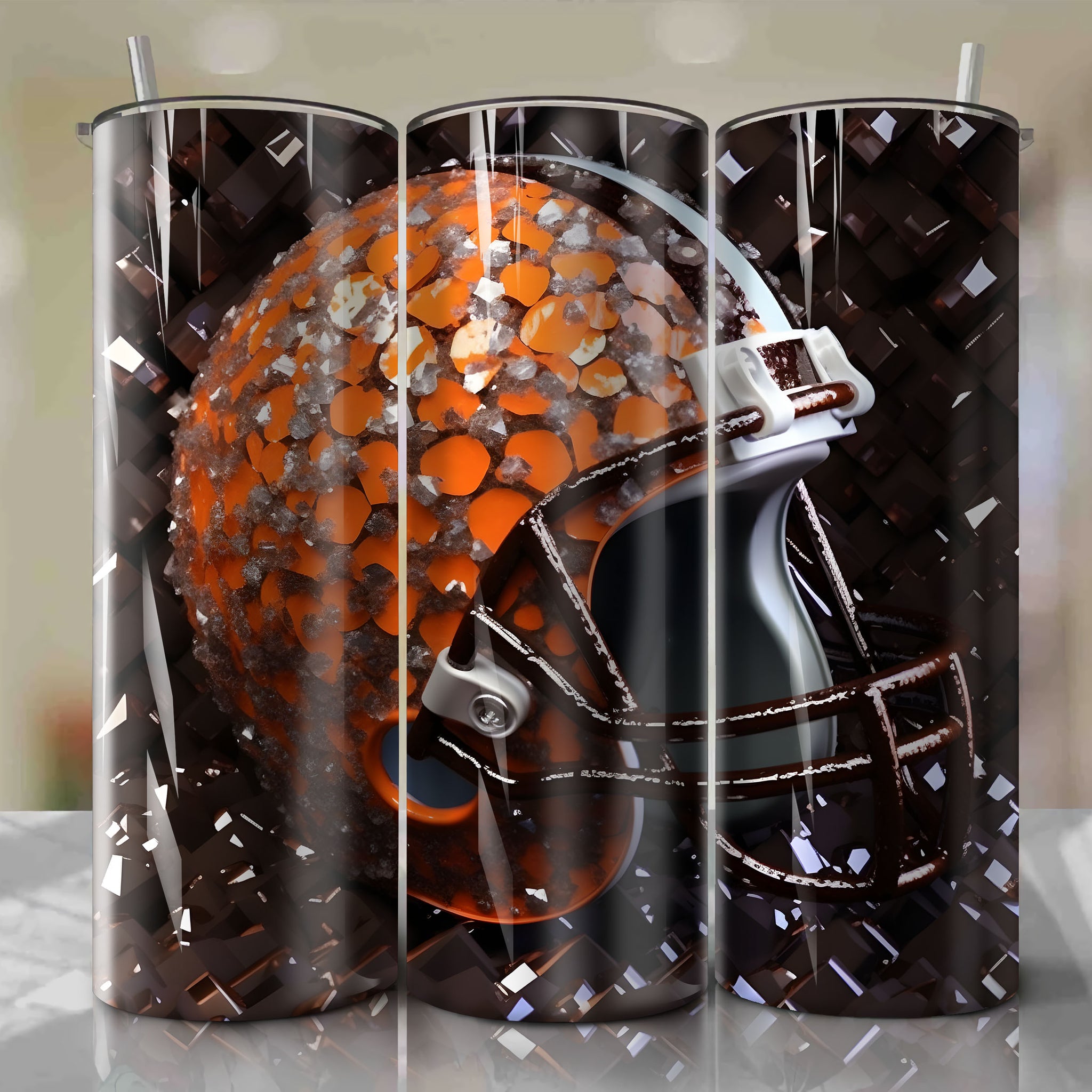 Cleveland Browns Football Logo | 3D Bling | Wrap PNG Skinny Tumbler 20oz | Sublimation | Digital Download