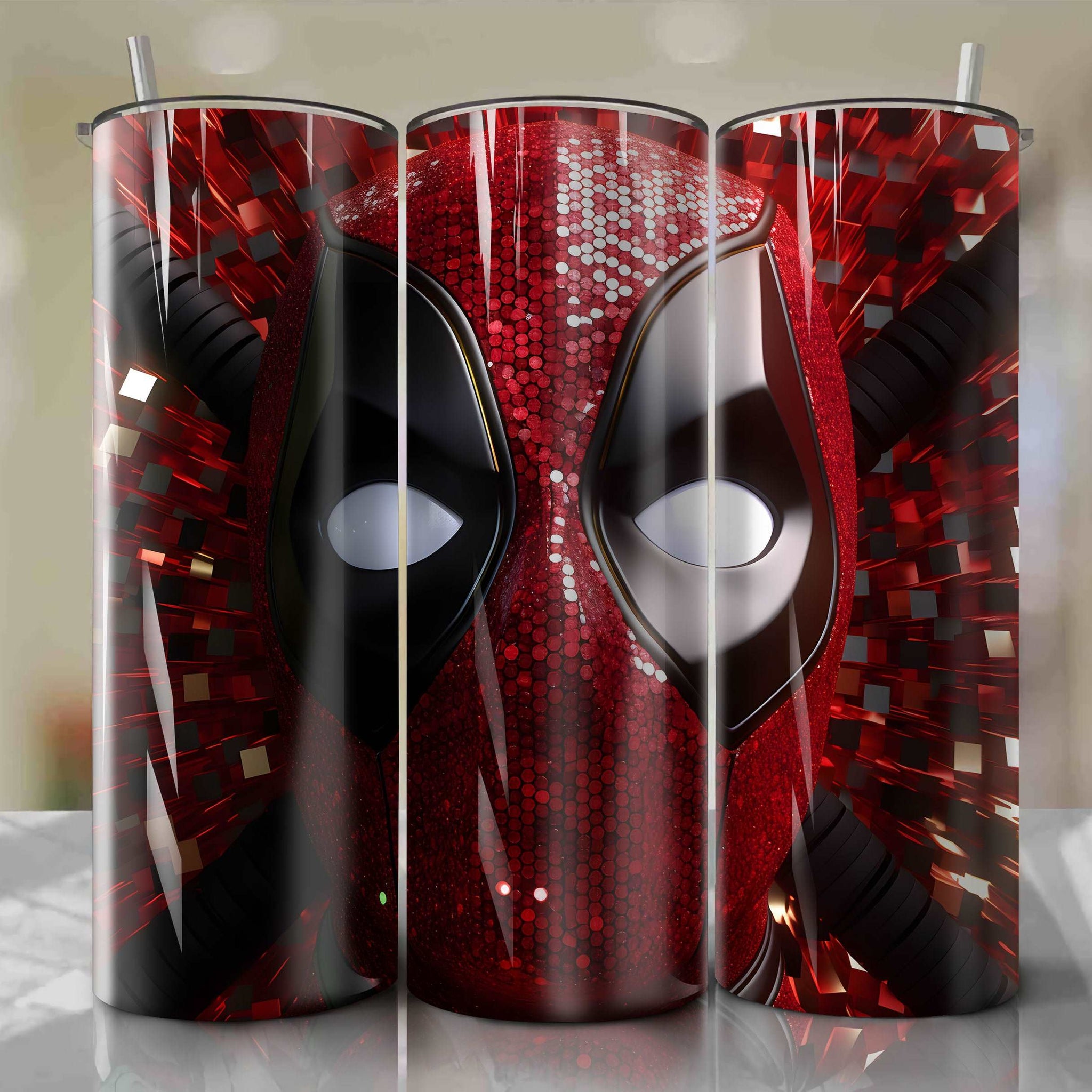 Deadpool | 3D Bling | Wrap PNG Skinny Tumbler 20oz | Sublimation | Digital Download