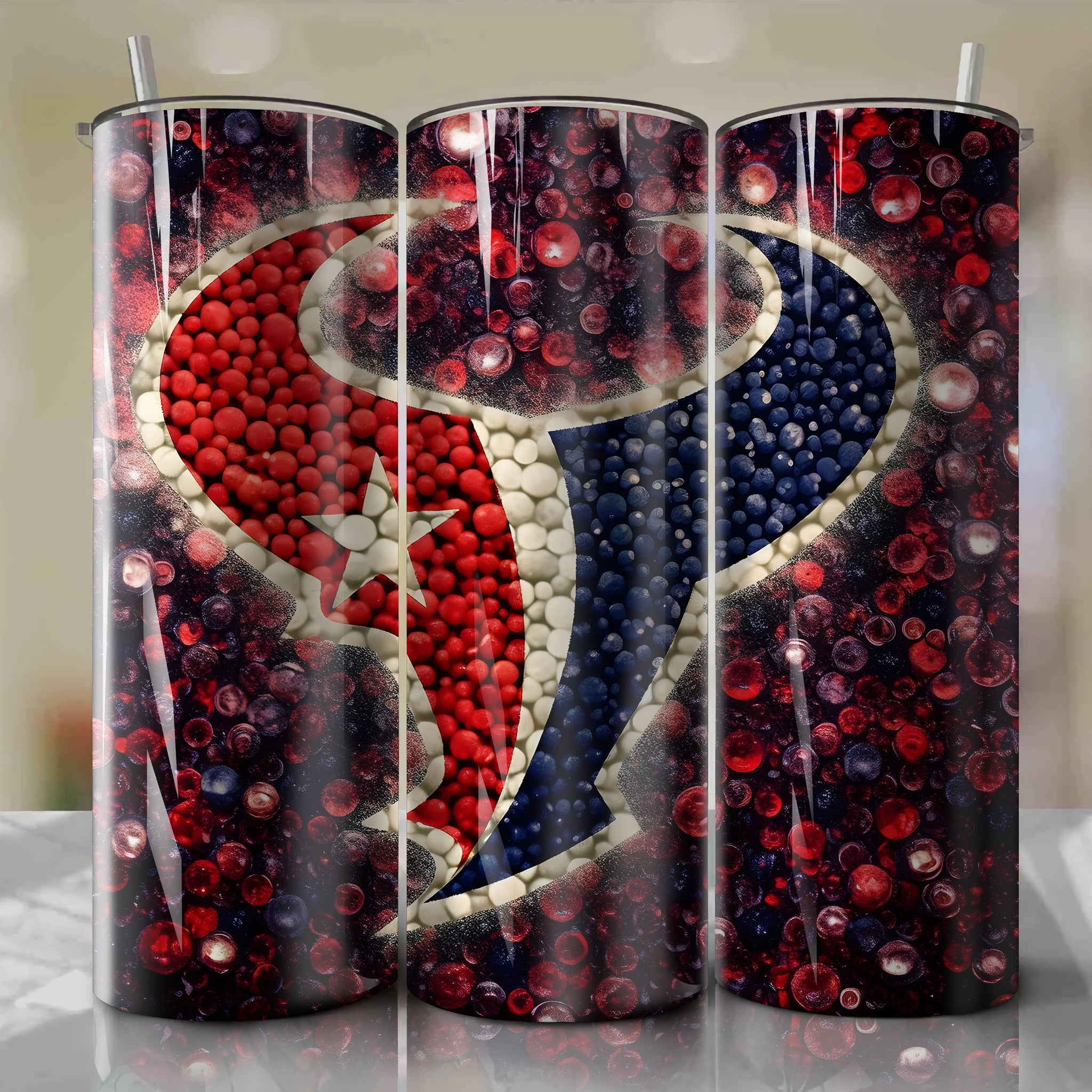 Houston Texans Football Logo | 3D Bling | Wrap PNG Skinny Tumbler 20oz | Sublimation | Digital Download