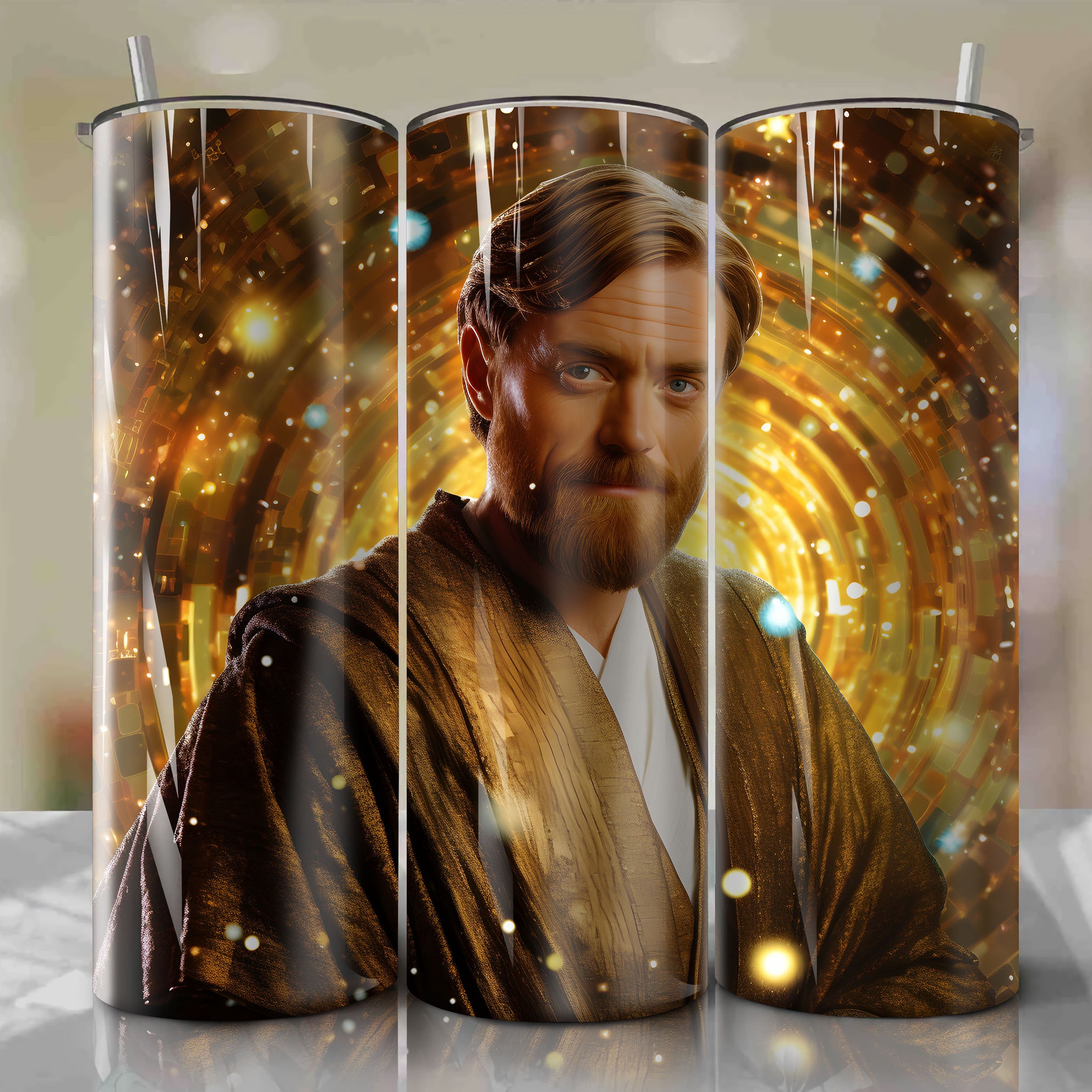 Obi-Wan Kenobi | 3D Bling | Wrap PNG Skinny Tumbler 20oz | Sublimation | Digital Download