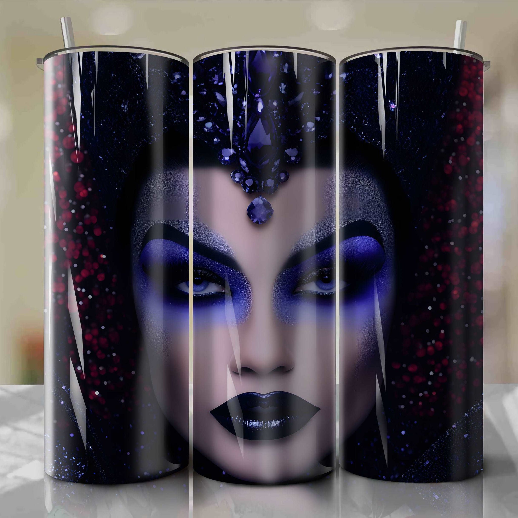 Evil Queen | 3D Bling | Wrap PNG Skinny Tumbler 20oz | Sublimation | Digital Download