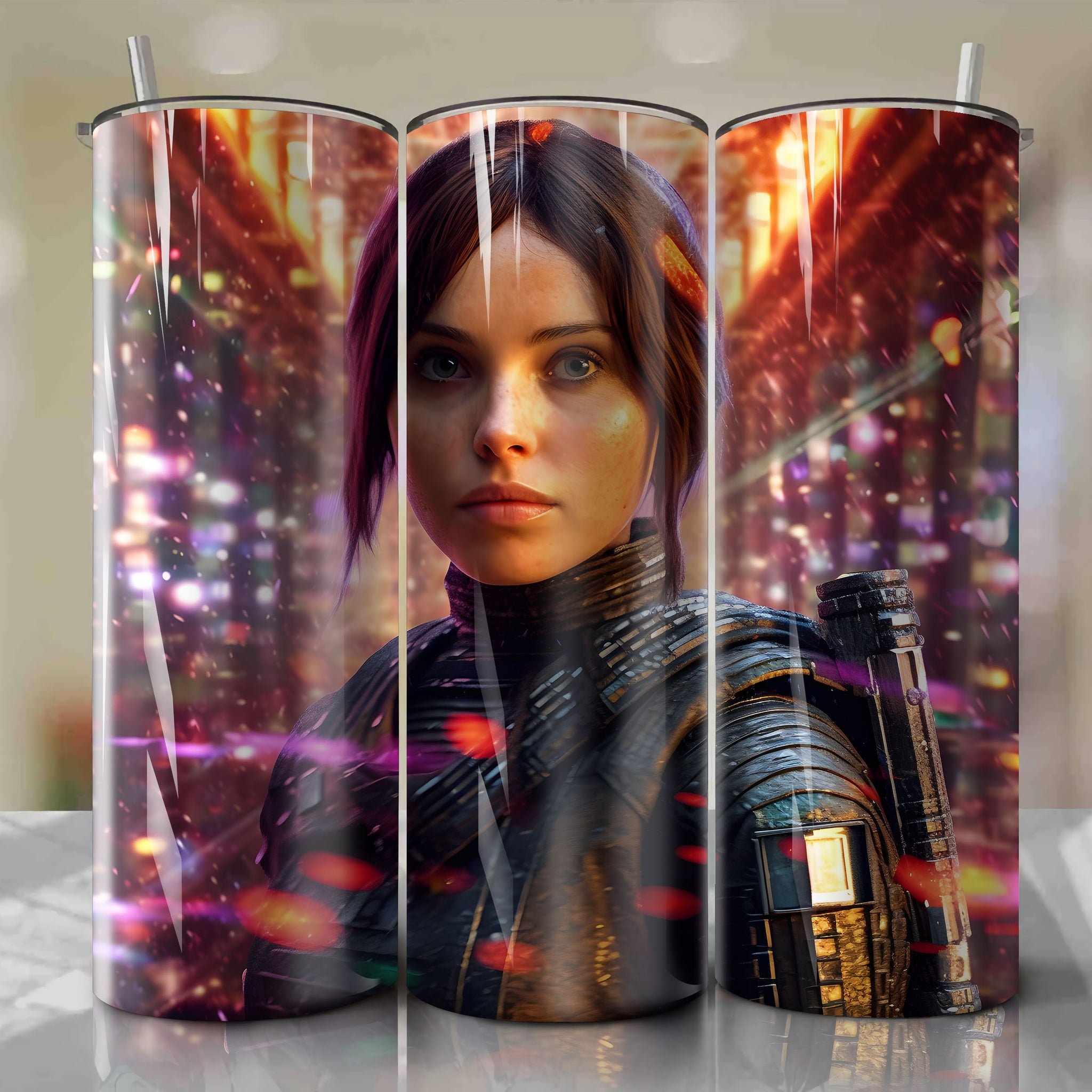 Jyn Erso | 3D Bling | Wrap PNG Skinny Tumbler 20oz | Sublimation | Digital Download