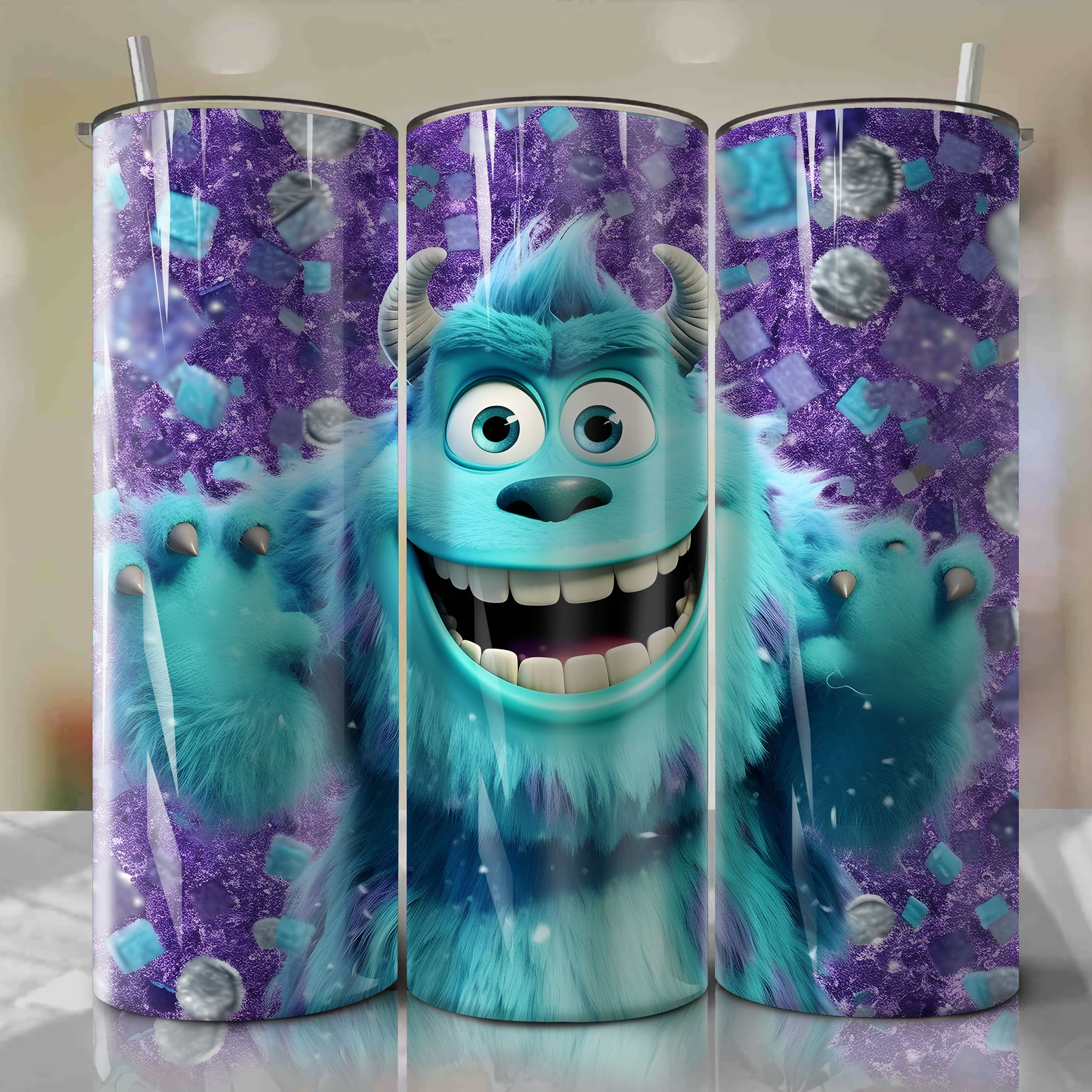 Sulley | 3D Bling | Wrap PNG Skinny Tumbler 20oz | Sublimation | Digital Download