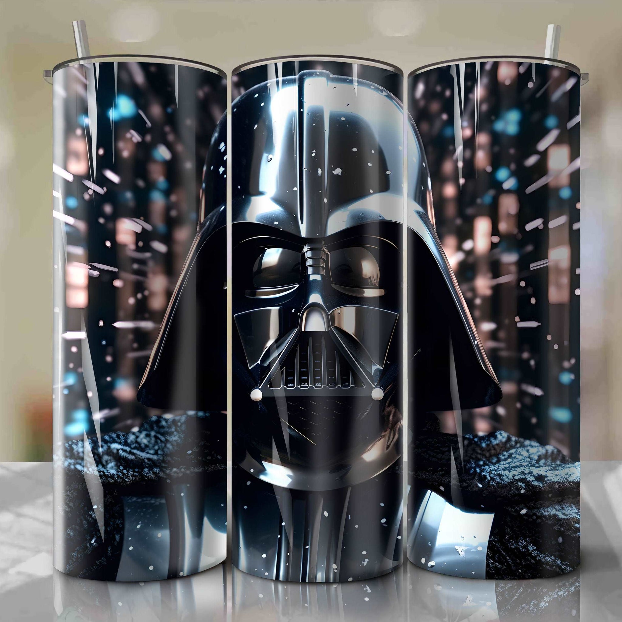 Modern Darth Vader Inspired Skinny Tumbler - 20oz Wrap PNG